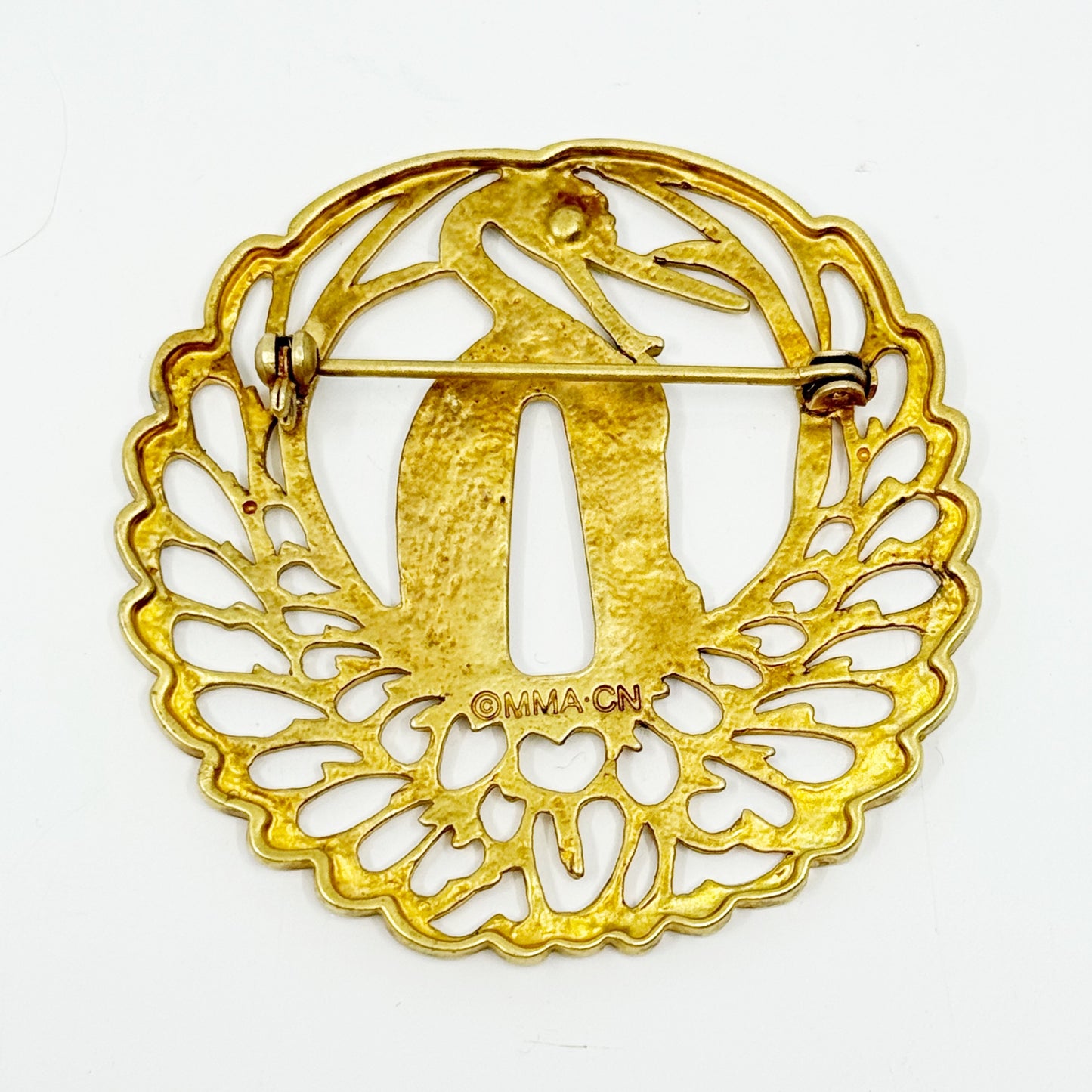 MMA Metropolitan Museum of Art CN Gold tone Crane bird brooch - GM1509