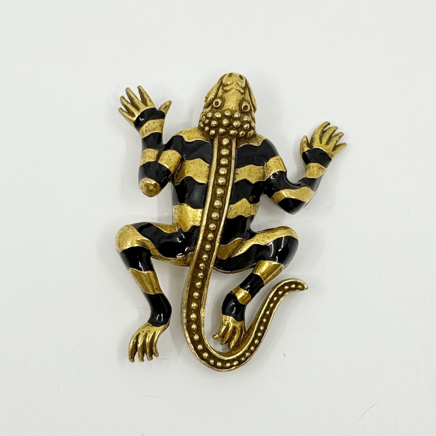 MMA Metropolitan Museum of Art Gold tone enamel Egyptian Lizard God brooch