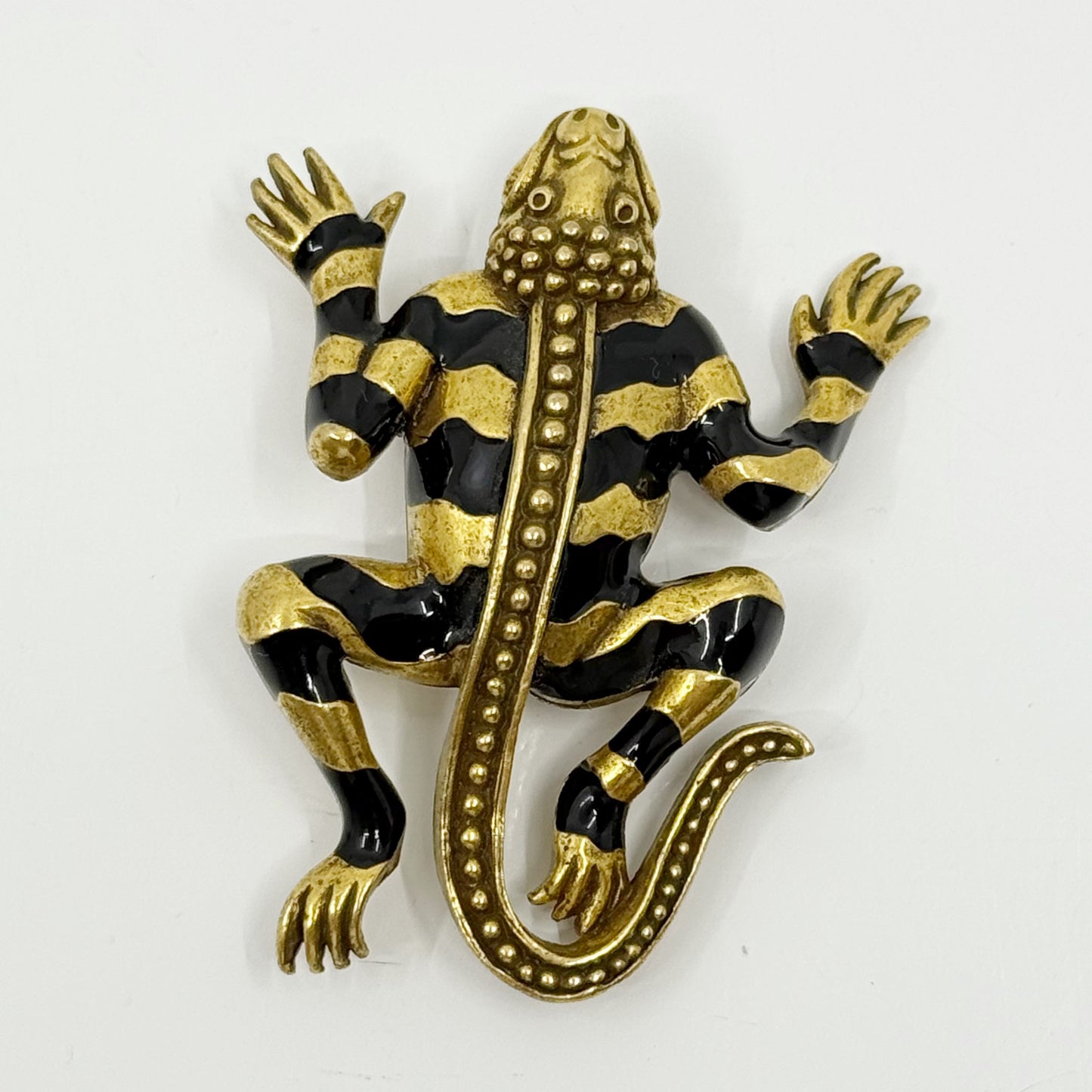 MMA Metropolitan Museum of Art Gold tone enamel Egyptian Lizard God brooch