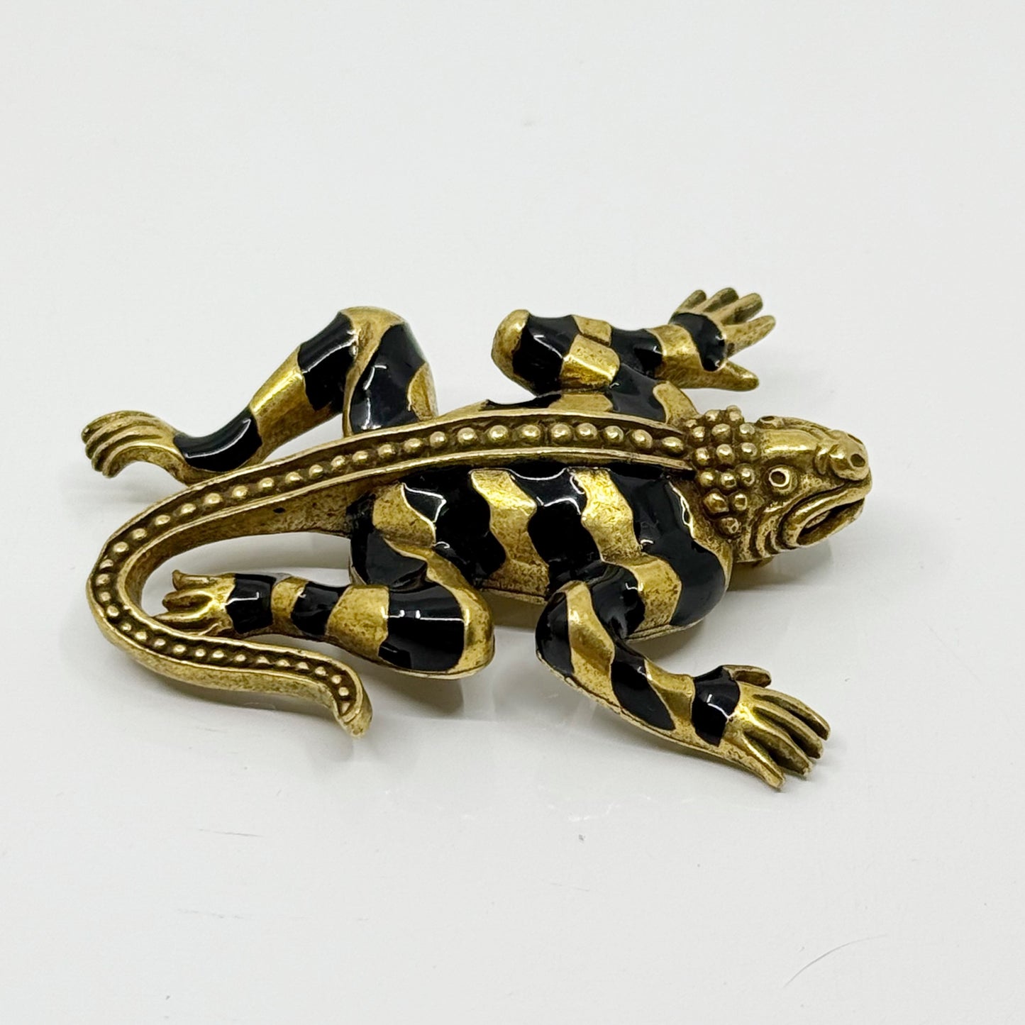 MMA Metropolitan Museum of Art Gold tone enamel Egyptian Lizard God brooch
