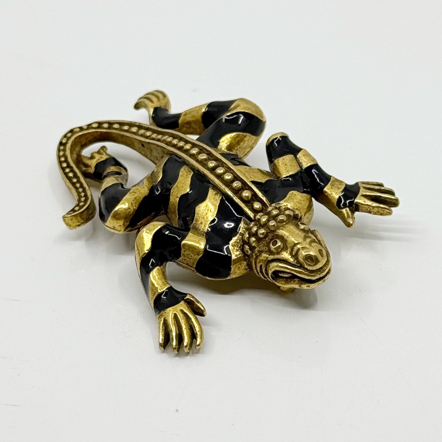 MMA Metropolitan Museum of Art Gold tone enamel Egyptian Lizard God brooch