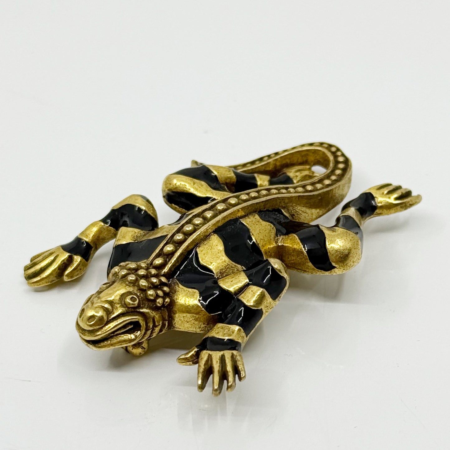 MMA Metropolitan Museum of Art Gold tone enamel Egyptian Lizard God brooch