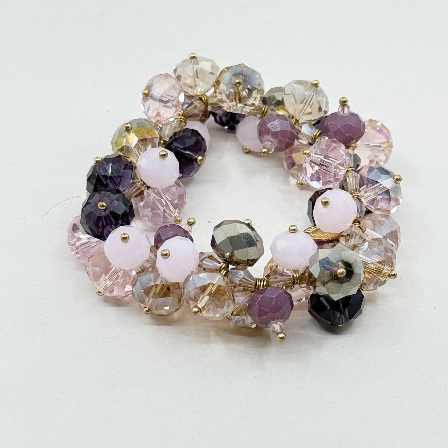 Gold Tone glass bead stretch bangle bracelet - GM1516