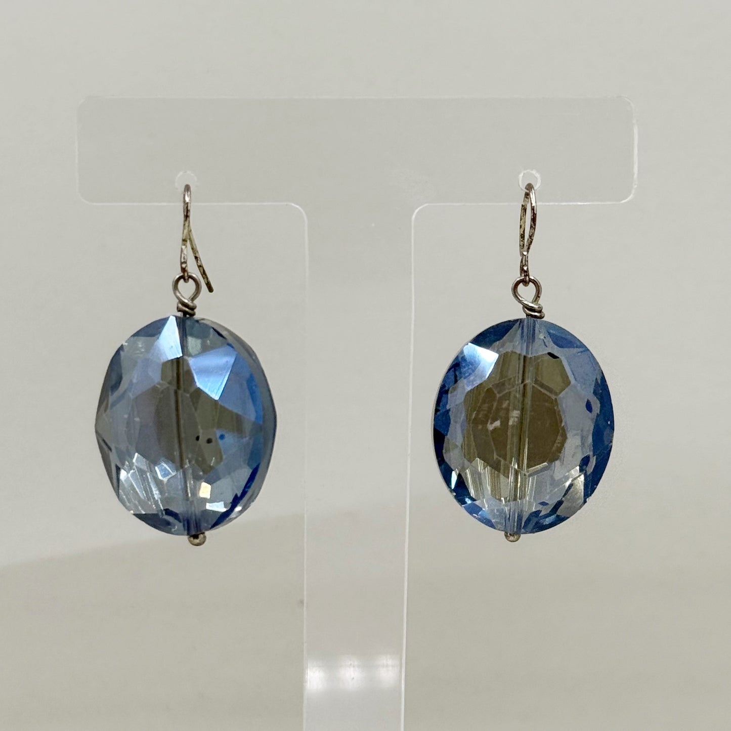 silver tone Swarovski crystal bead drop earrings - GM1523