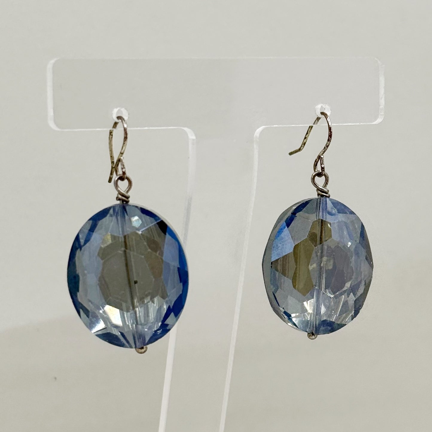 silver tone Swarovski crystal bead drop earrings - GM1523