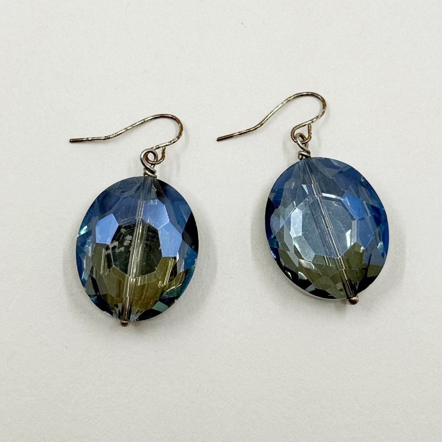 silver tone Swarovski crystal bead drop earrings - GM1523