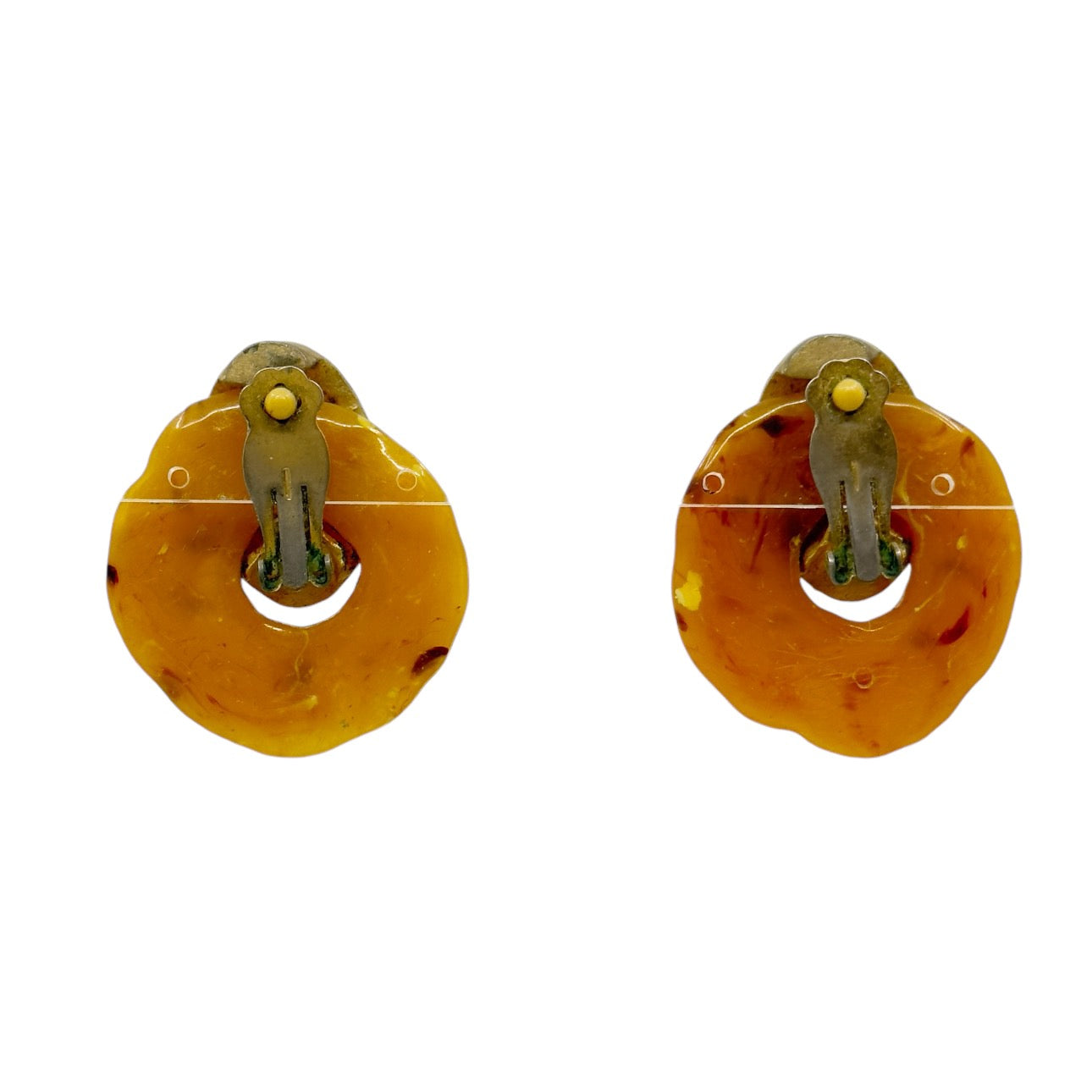Vintage Gold tone Amber lucite clip on earrings - GM1524