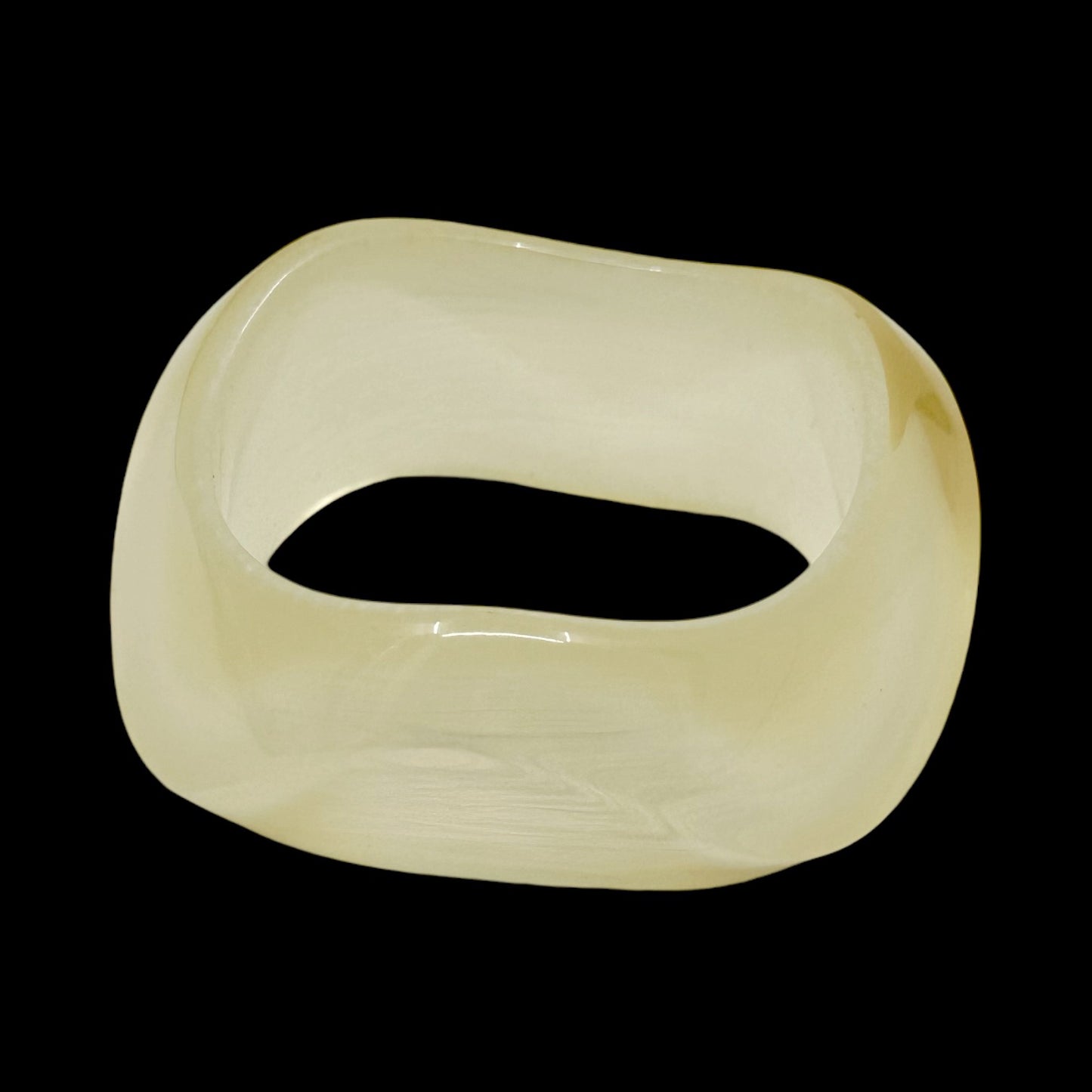 Vintage moonglow lucite carved wave bangle bracelet GM1536