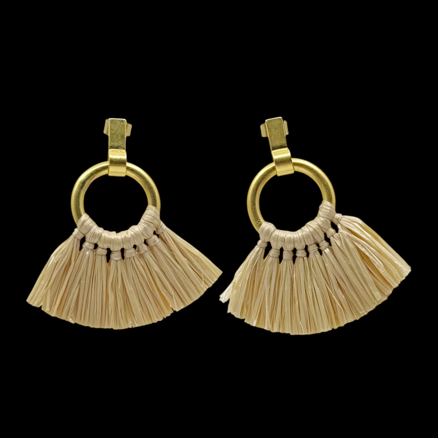 Fashion Gold tone raffia tassel drop earrings - GM1537