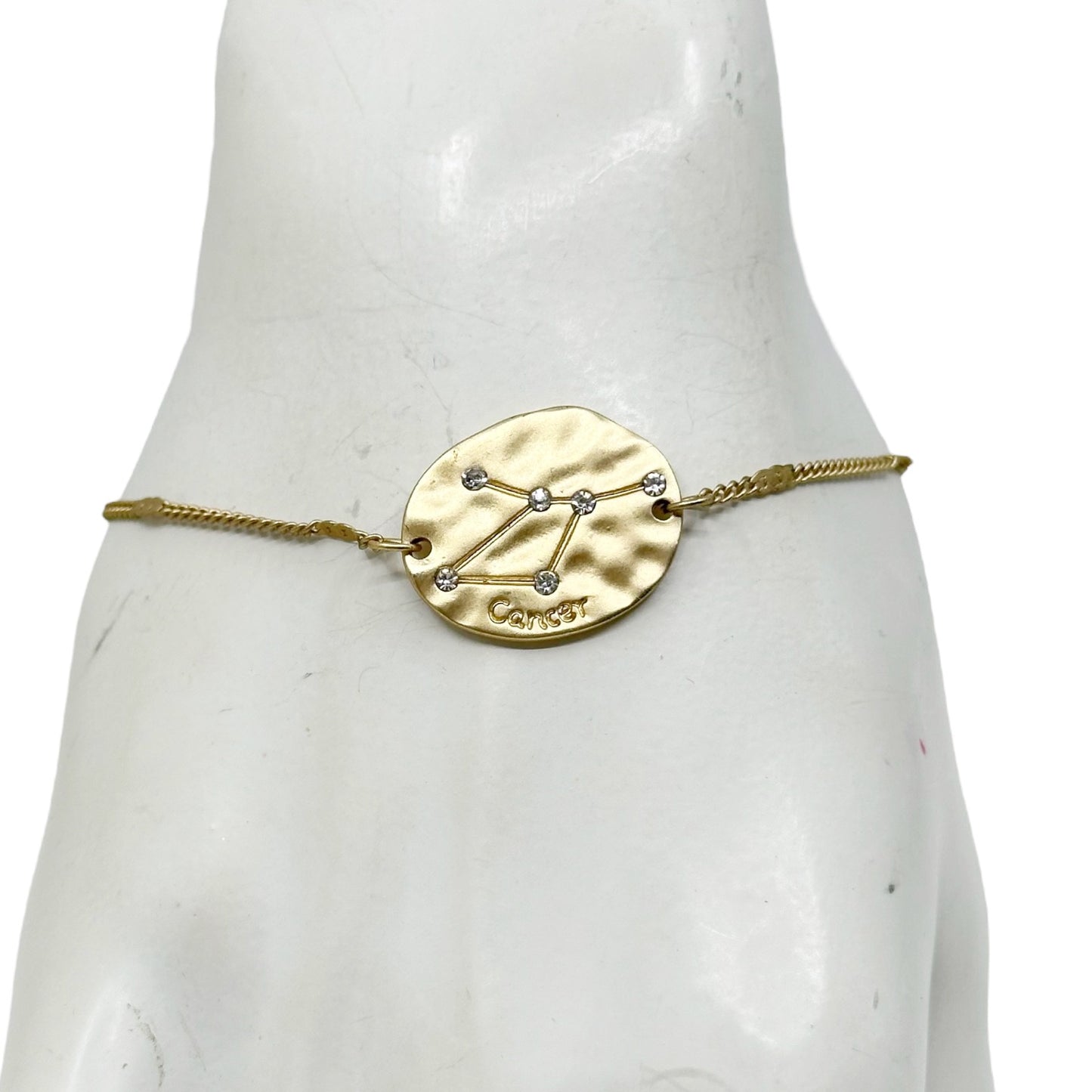 Gold Tone cancer rhinestone slide bracelet GM1537