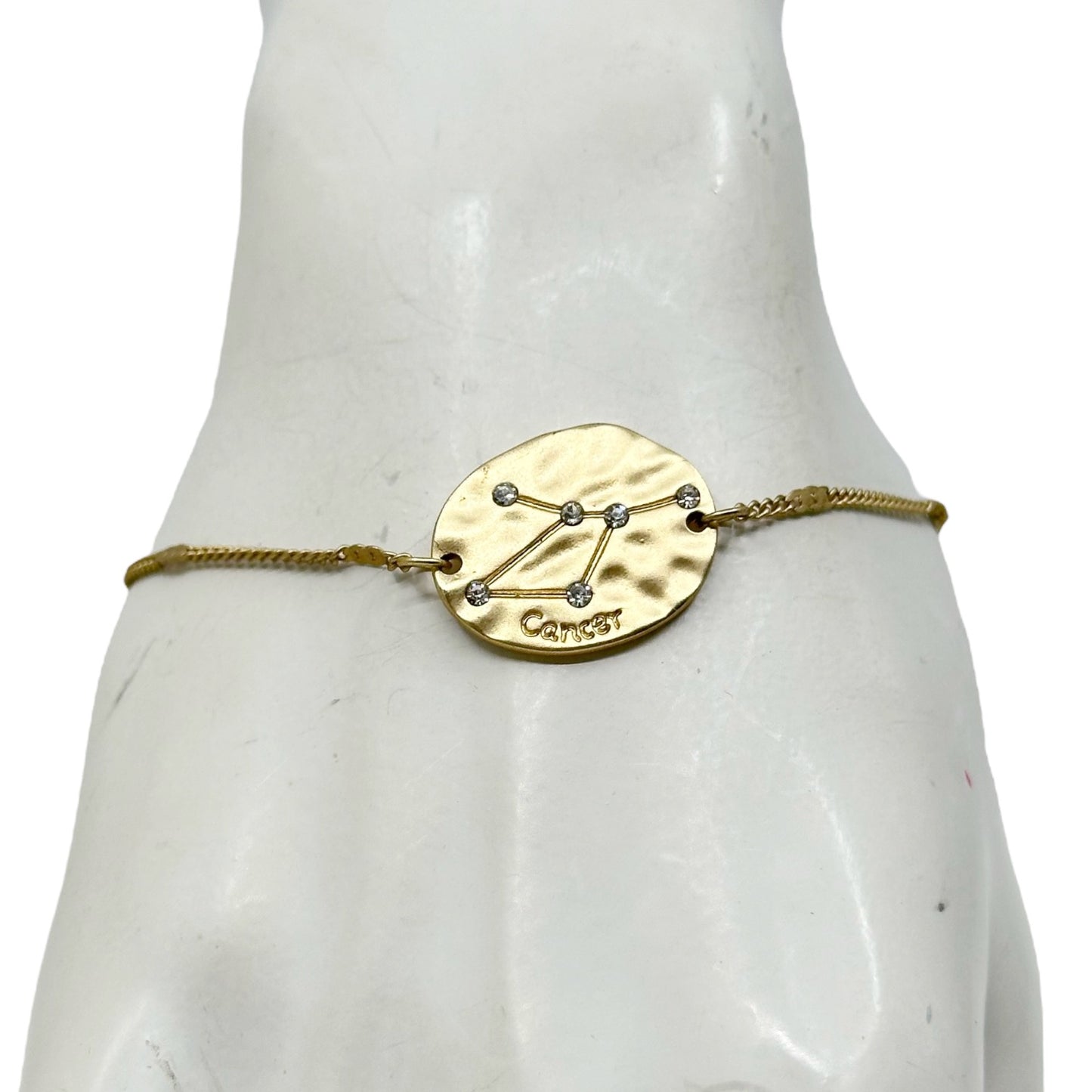 Gold Tone cancer rhinestone slide bracelet GM1537