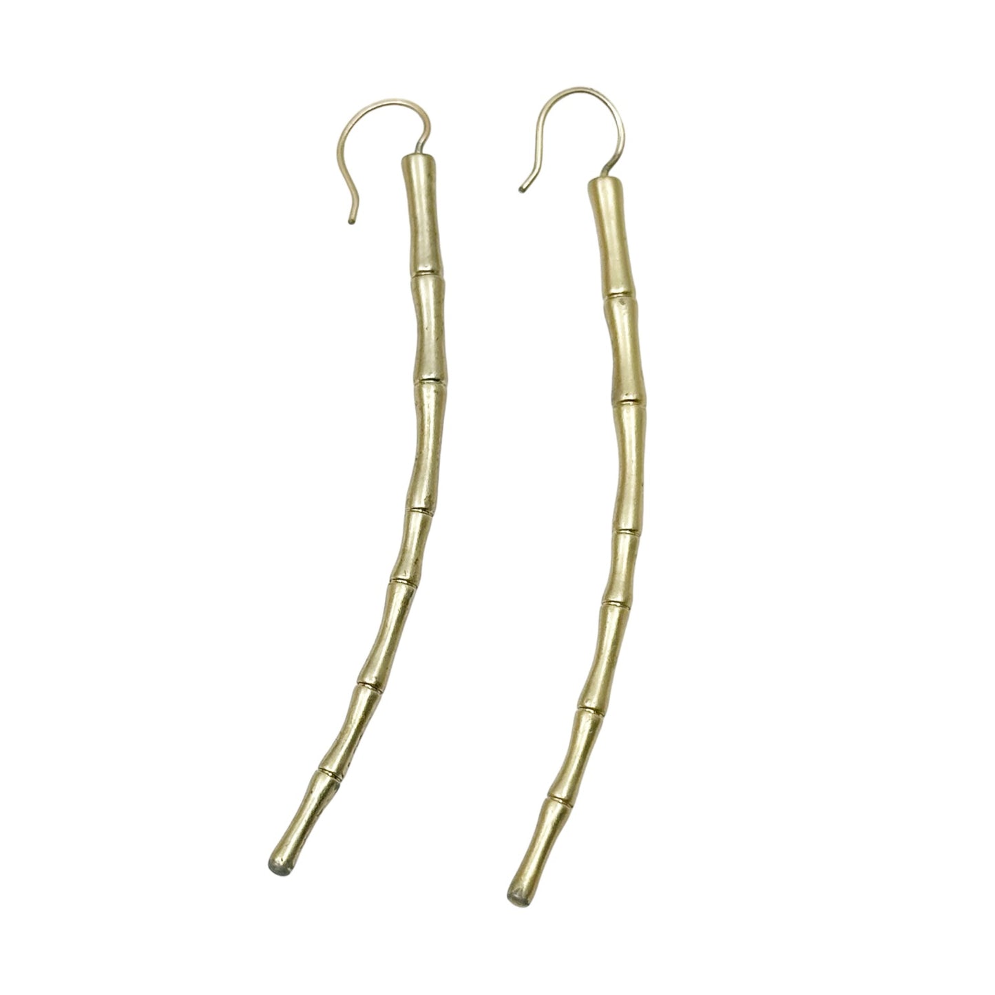 Gold tone bamboo shoulder duster earrings GM1543