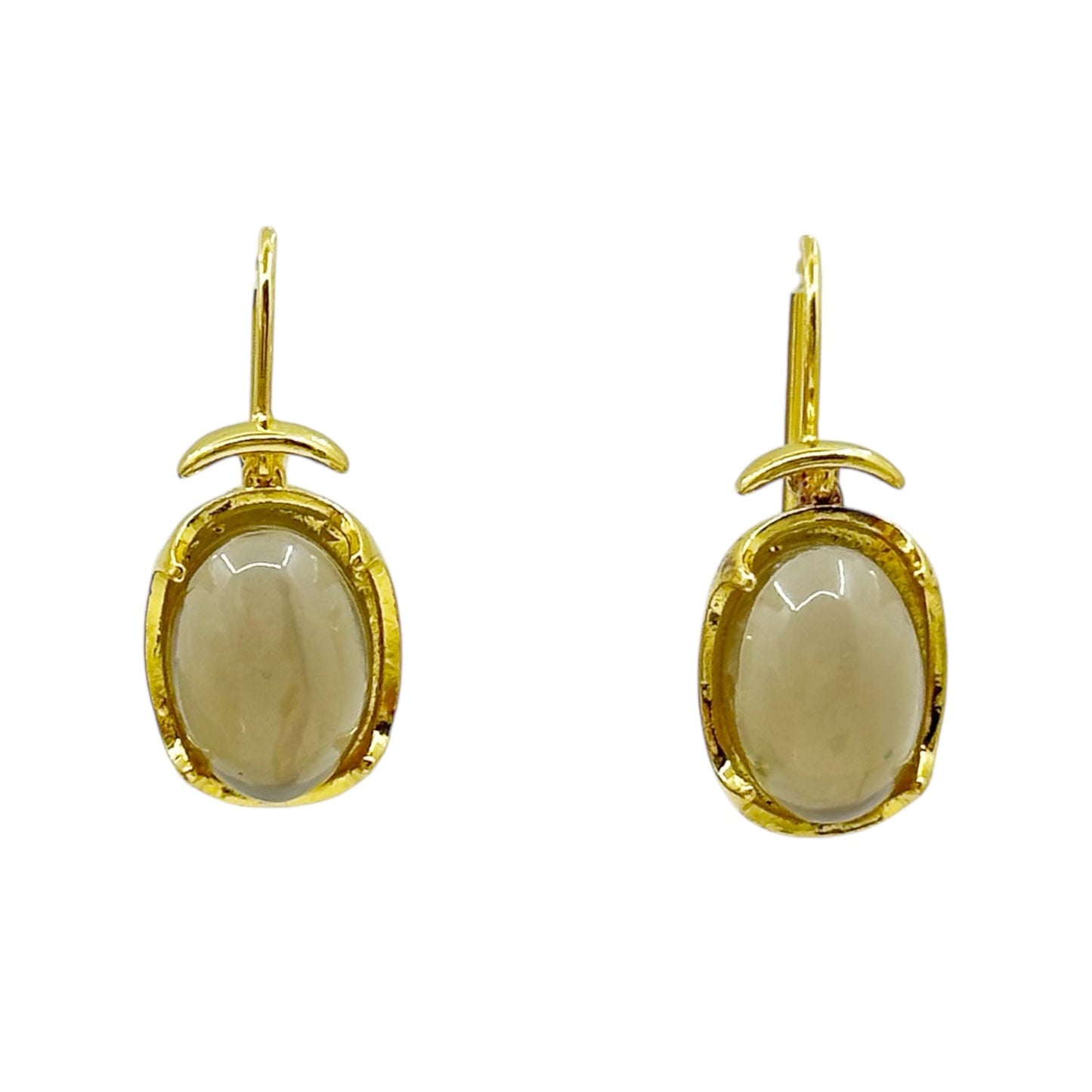 Gold tone glass moonstone drop earrings GM1544