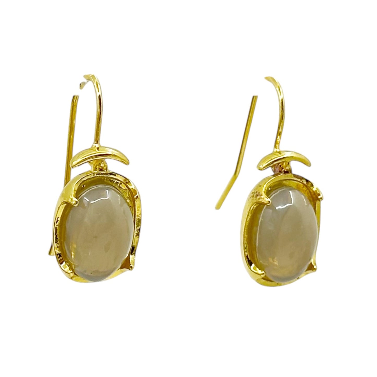 Gold tone glass moonstone drop earrings GM1544