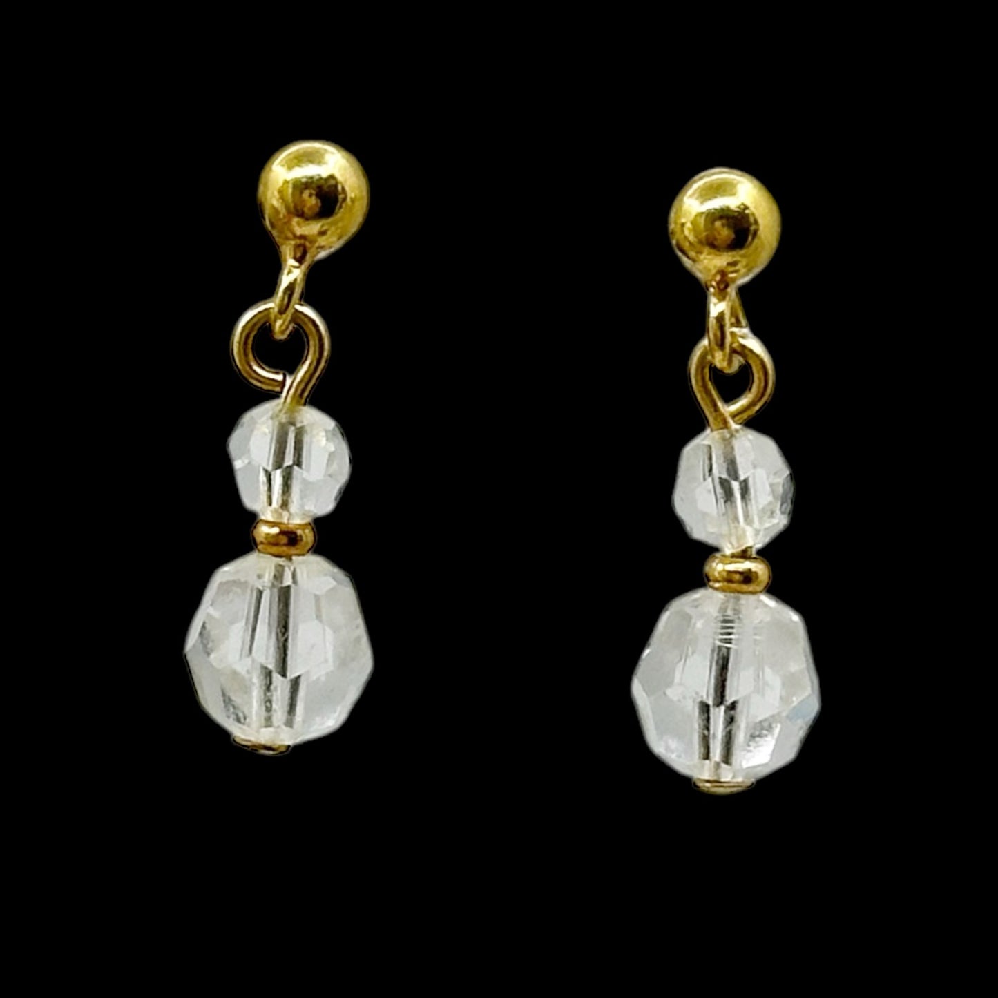 Hand made 14k Gold filled rock crystal bead drop earrings GM1545