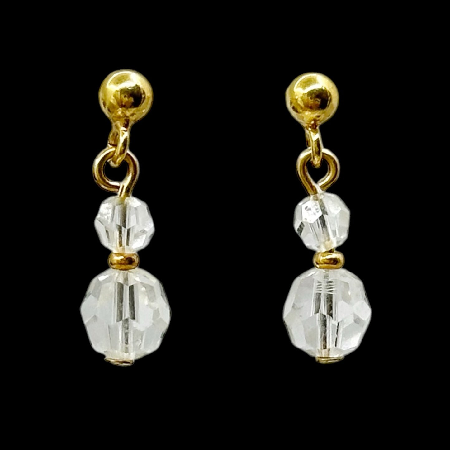 Hand made 14k Gold filled rock crystal bead drop earrings GM1545