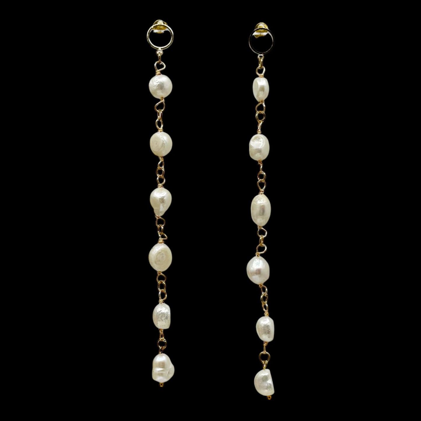 Hand Made 14k Gold filled freshwater pearls shoulder dust drop earrings GM1546