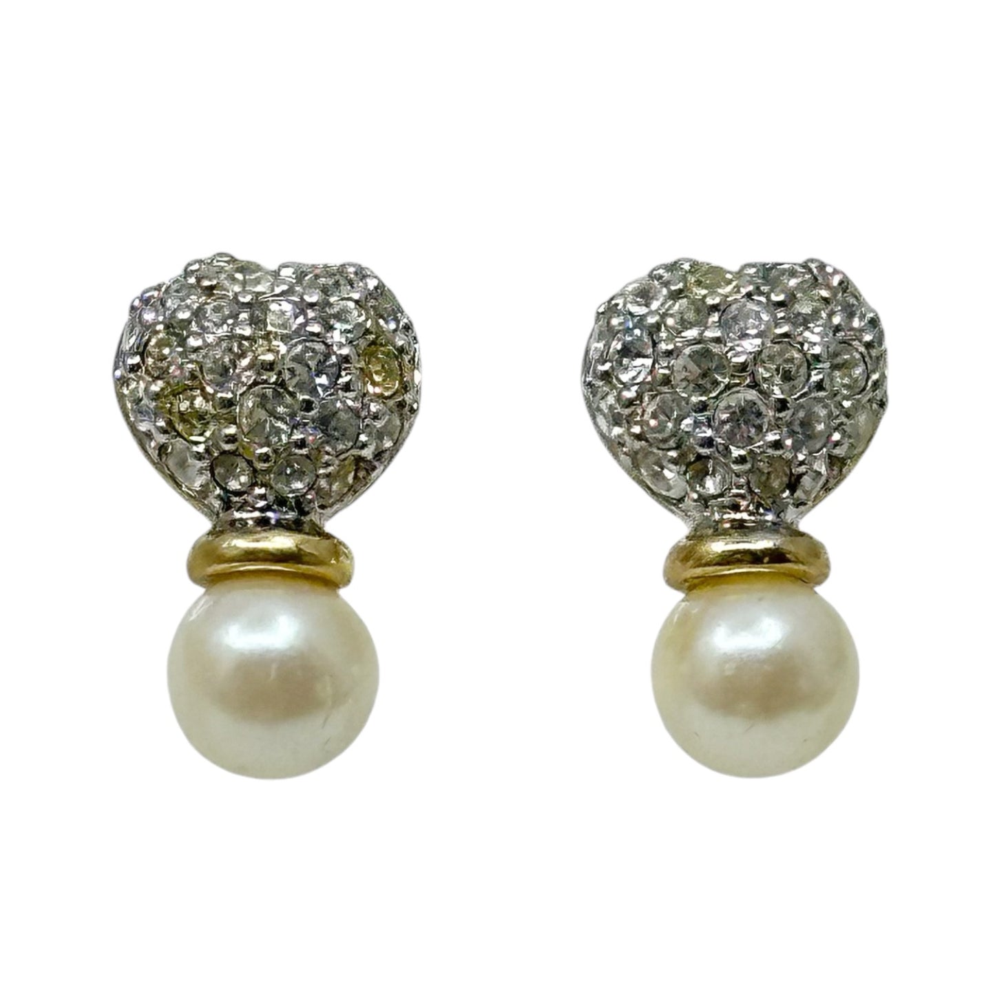 Vintage 12k Gold filled pearls & rhinestone earrings GM1549