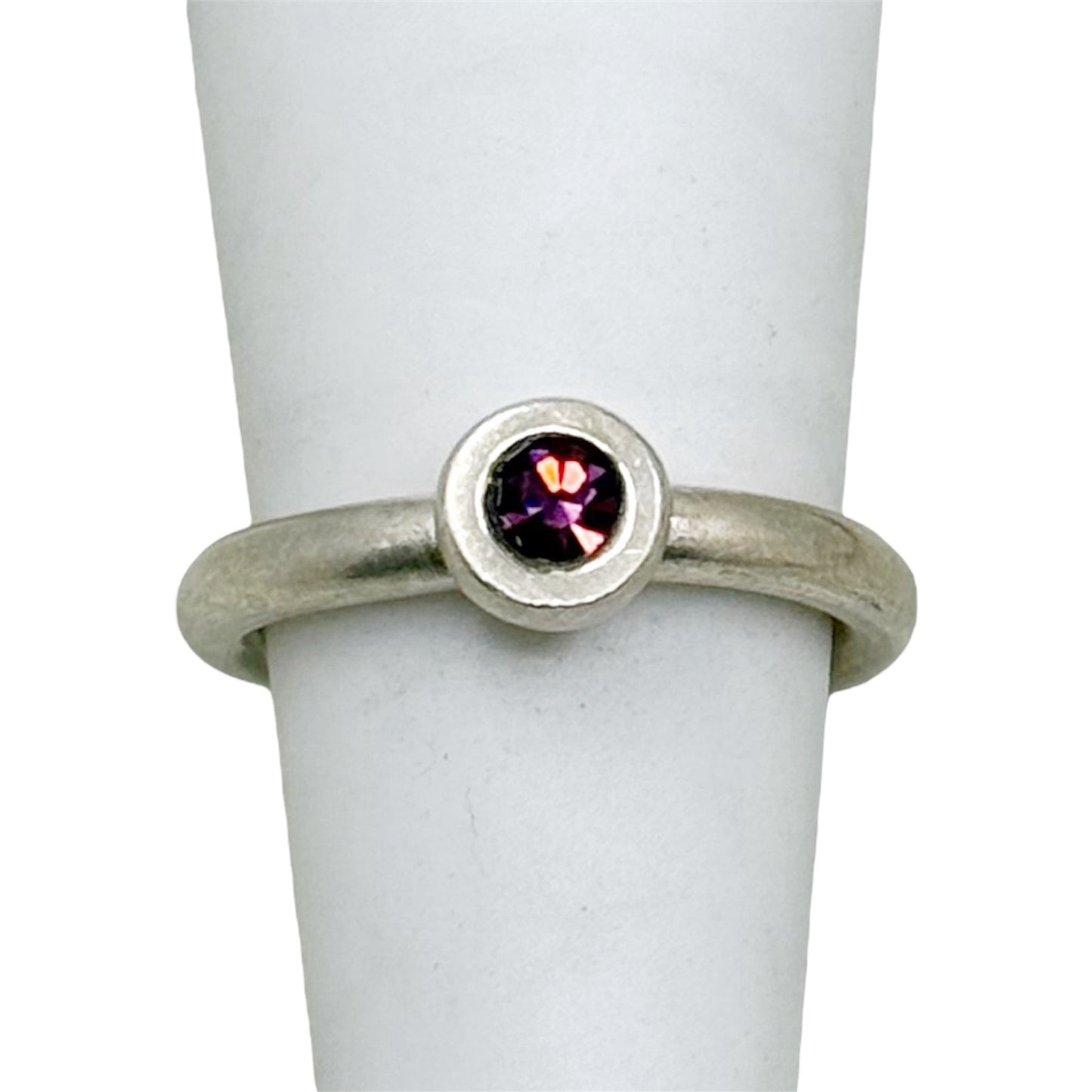 sterling silver amethyst crystal stack band ring - GM155