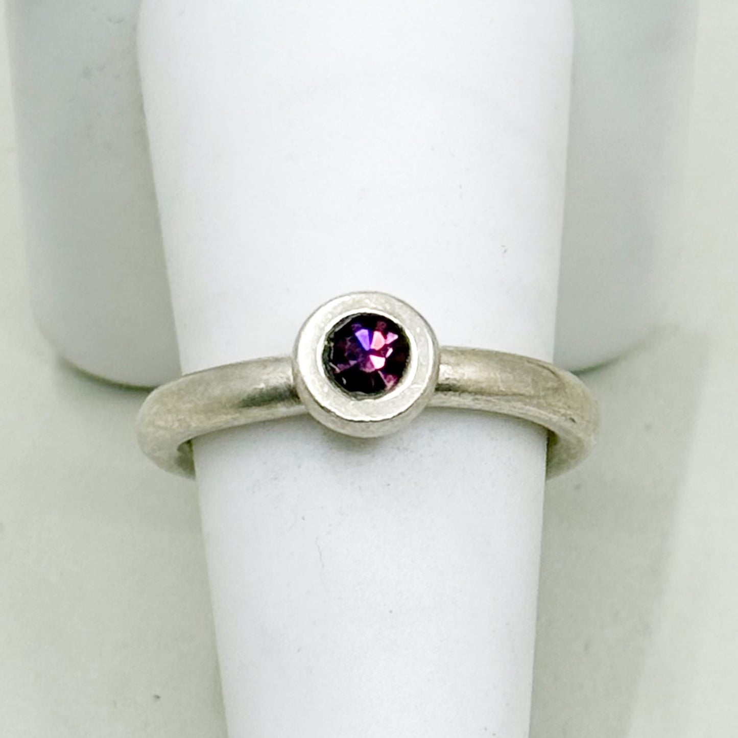 sterling silver amethyst crystal stack band ring - GM155