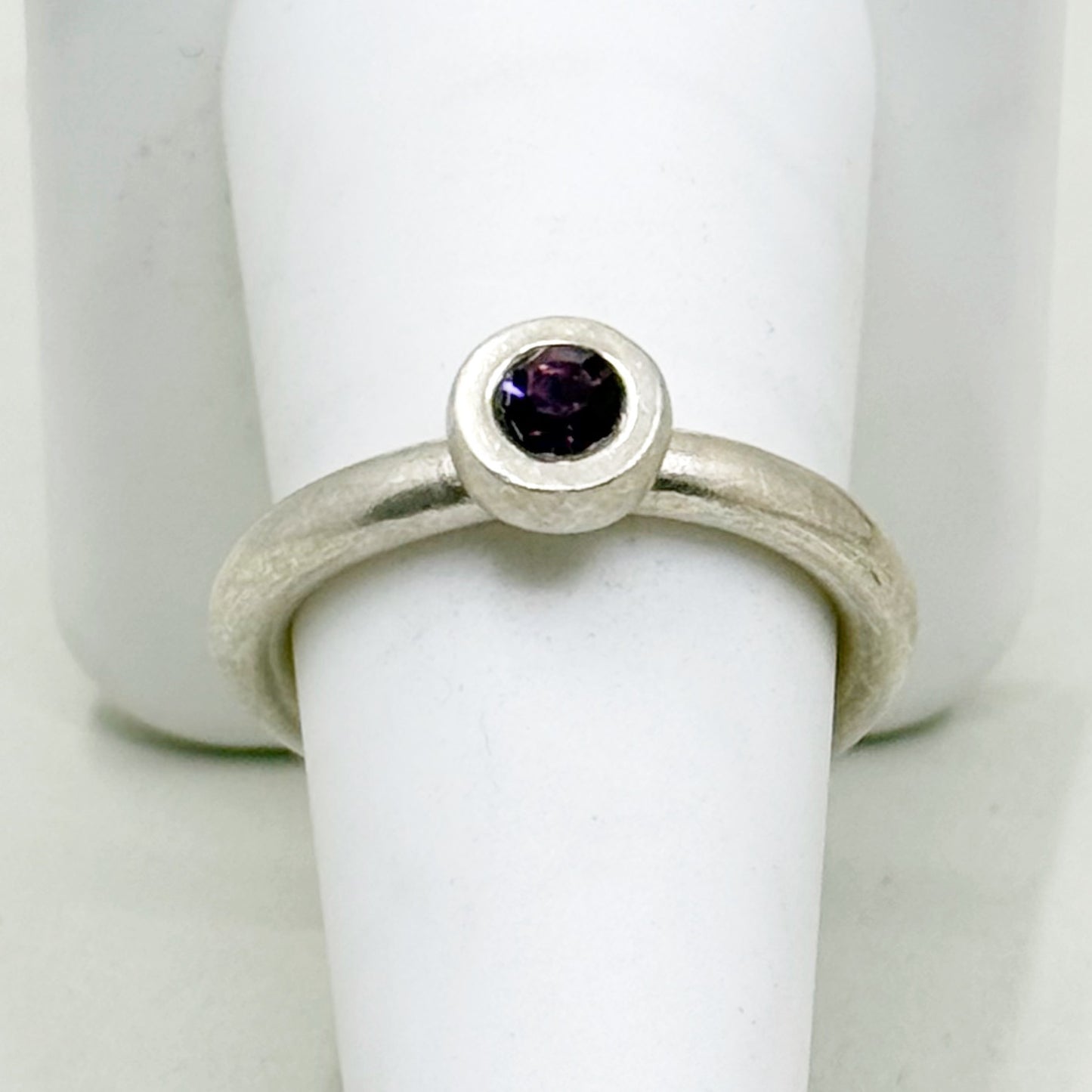 sterling silver amethyst crystal stack band ring - GM155