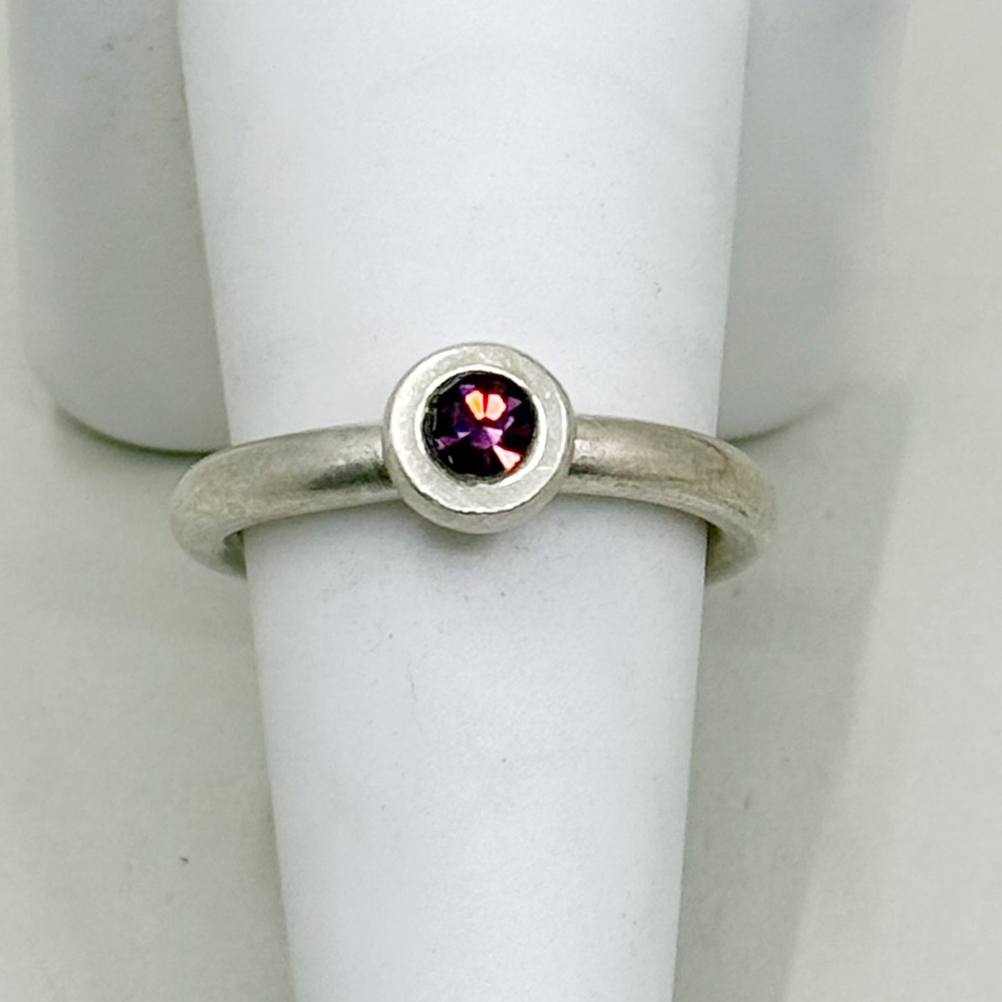 sterling silver amethyst crystal stack band ring - GM155