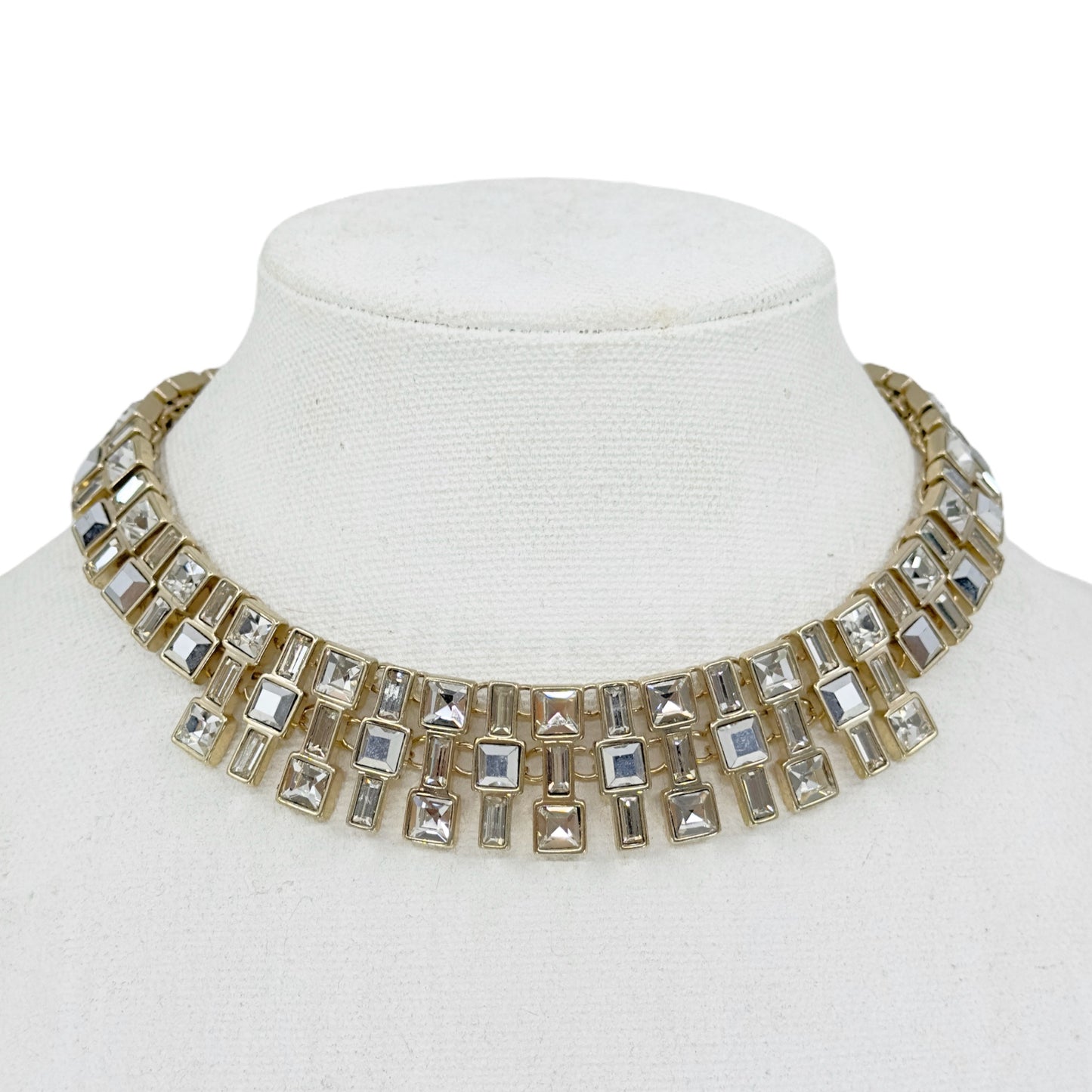 White House Black Market gold tone rhinestone necklace GM1557