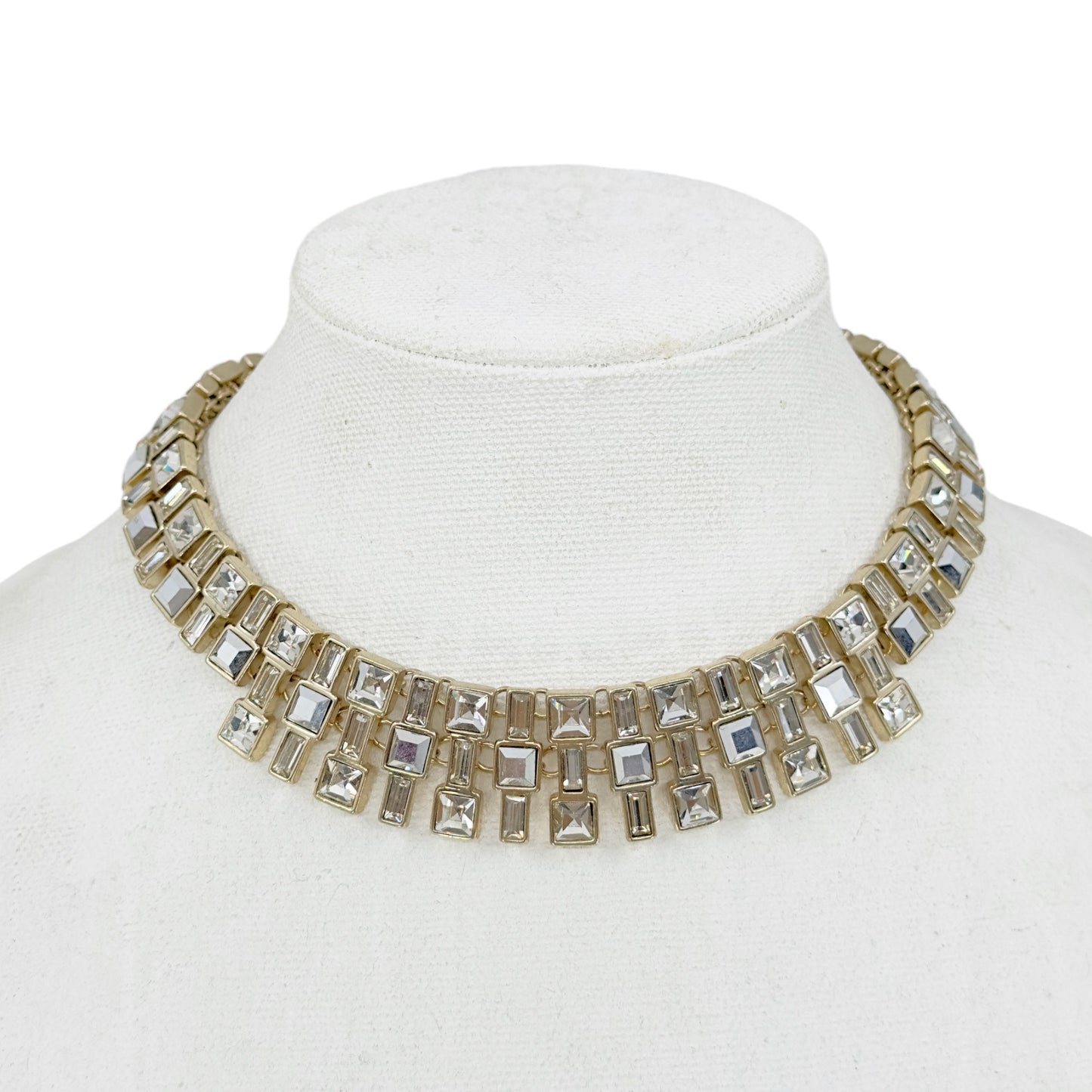 White House Black Market gold tone rhinestone necklace GM1557