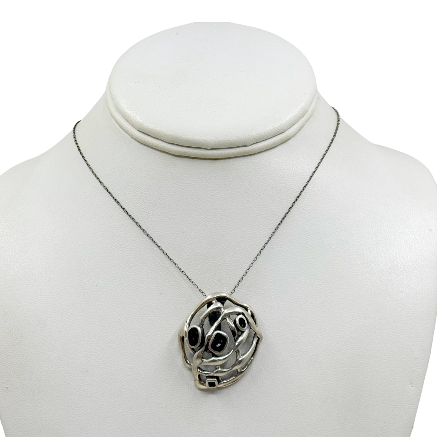 Modernist Nikol@s sterling silver acrylic inlay pendant - GM156