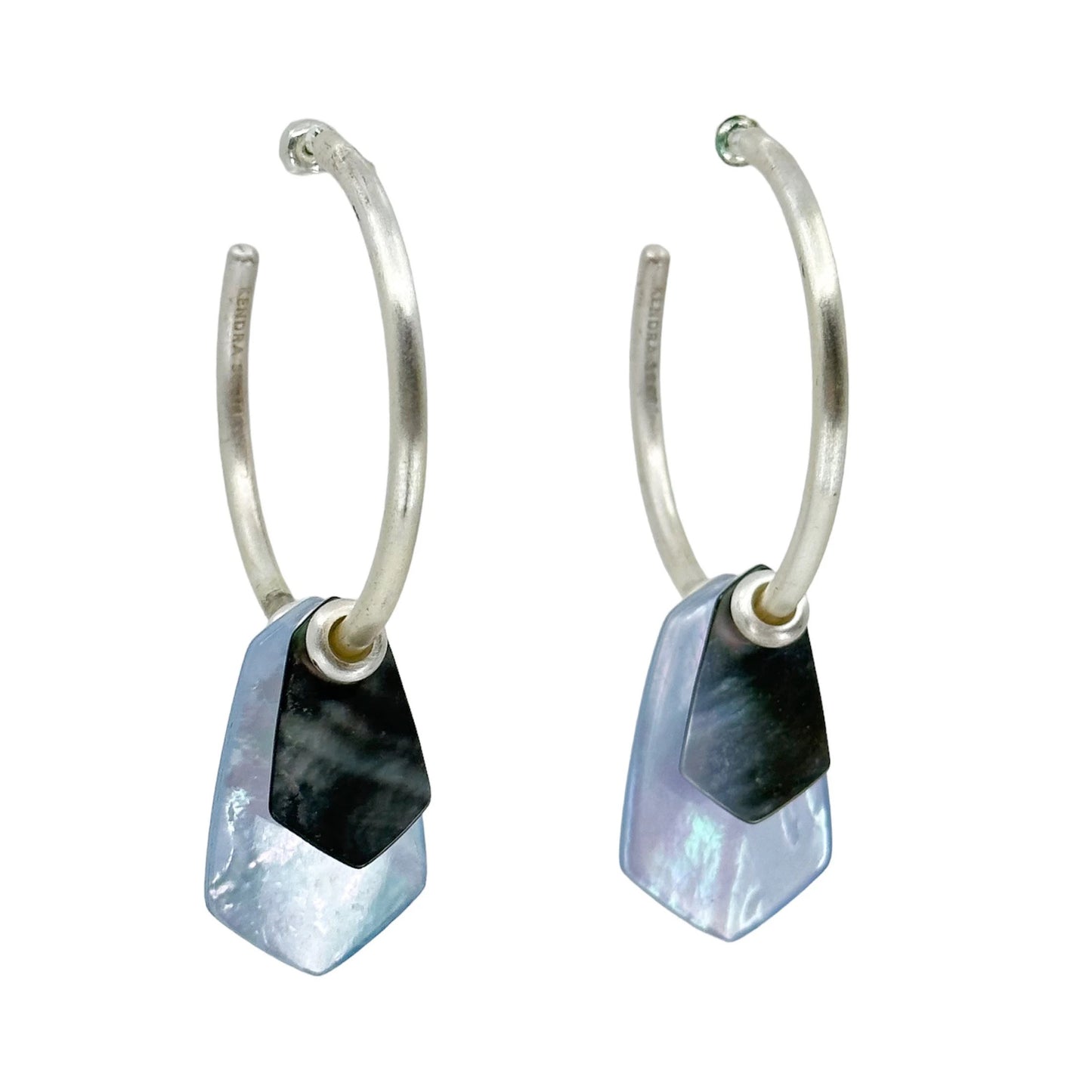 Kendra Scott Gaby silver tone mother of pearl hoop earrings GM1564