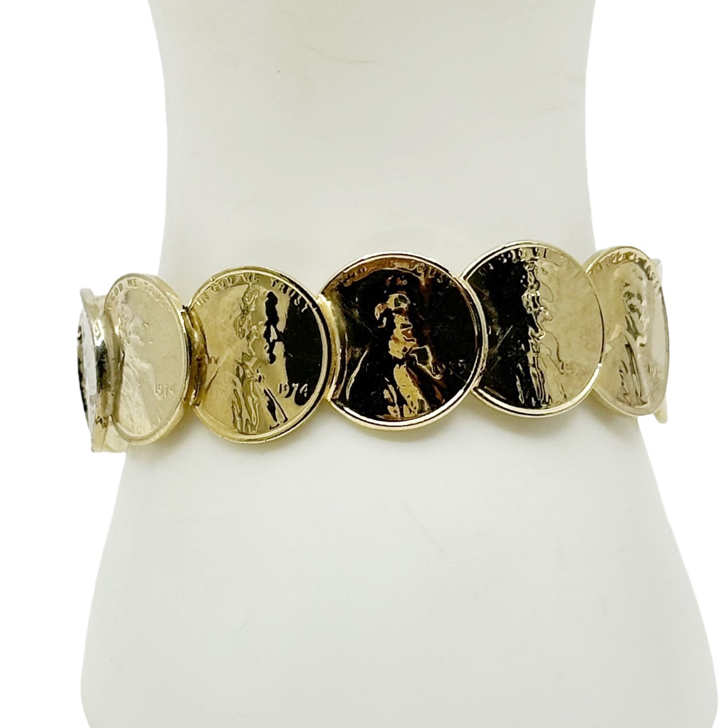 14k Gold Plated USA one Cent cuff bracelet GM1569