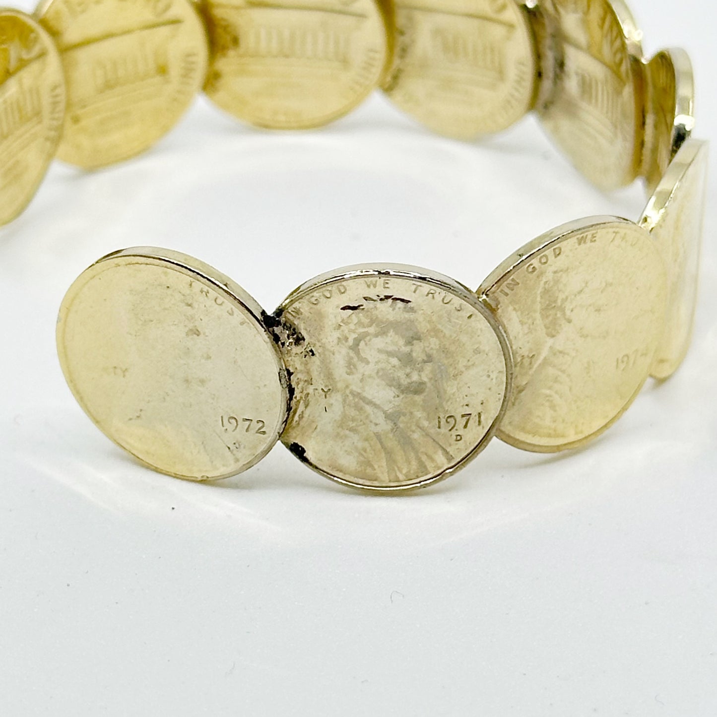 14k Gold Plated USA one Cent cuff bracelet GM1569