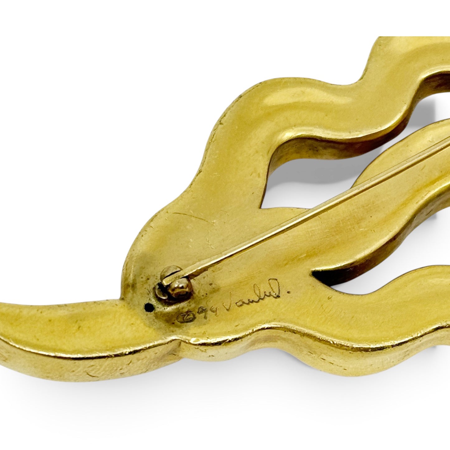 Vaubel 1994 Gold vermeil Trident brooch