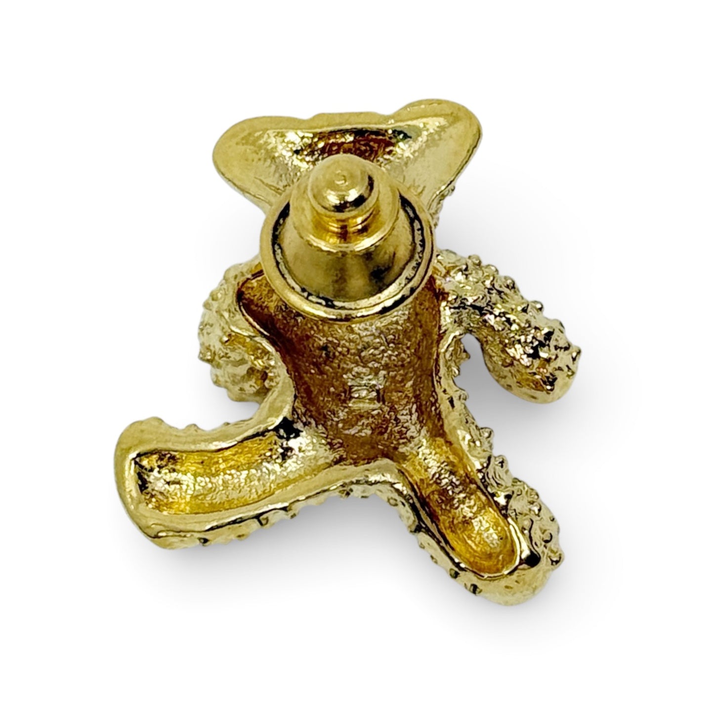 Vaubel Gold tone rhinestone enamel Teddy Bear lapel pin brooch - GM1584