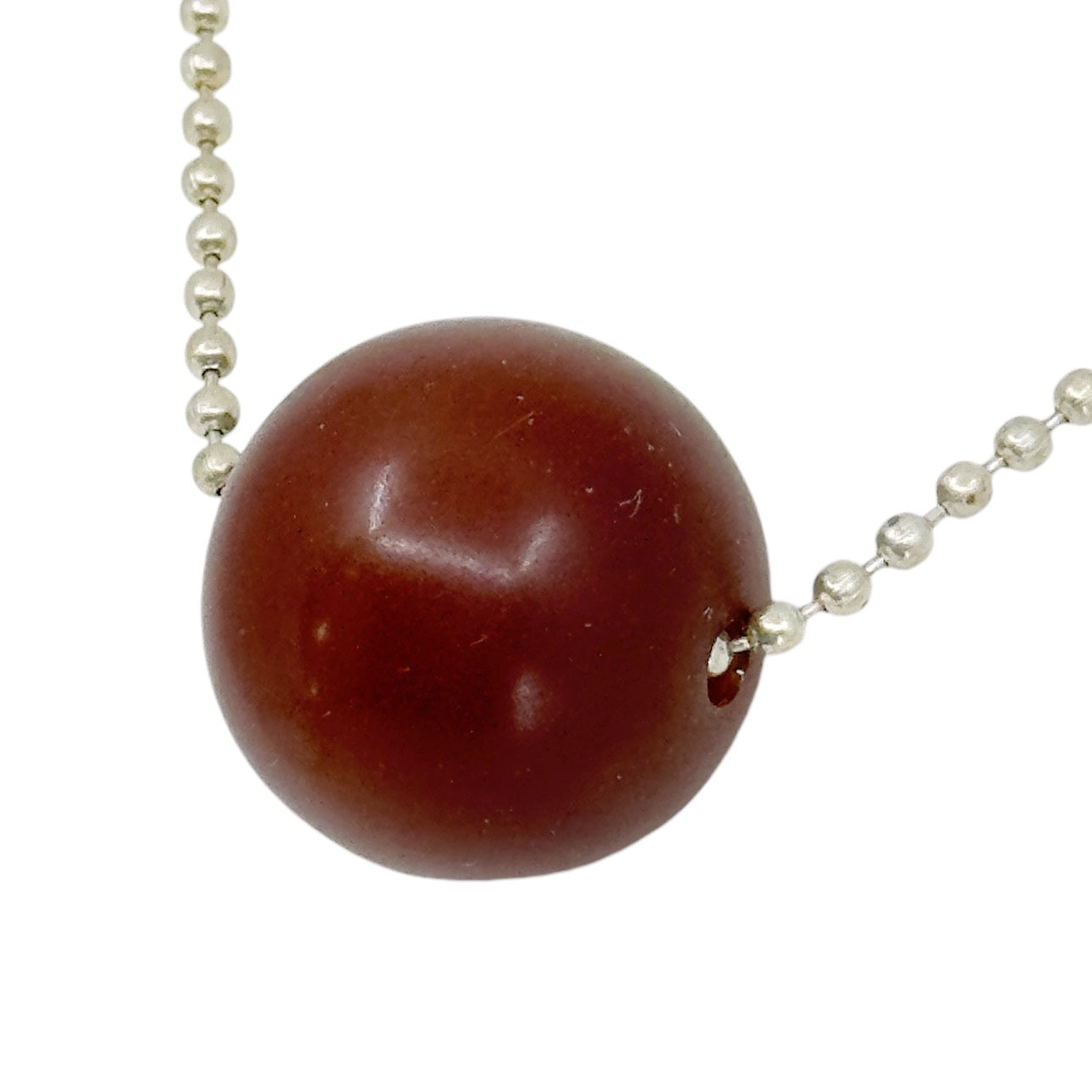 Vintage silver Plated 24mm copal amber bead necklace GM1585