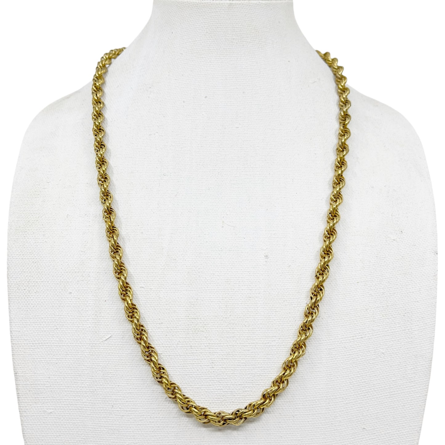 Vintage gold tone rope chain necklace GM1587
