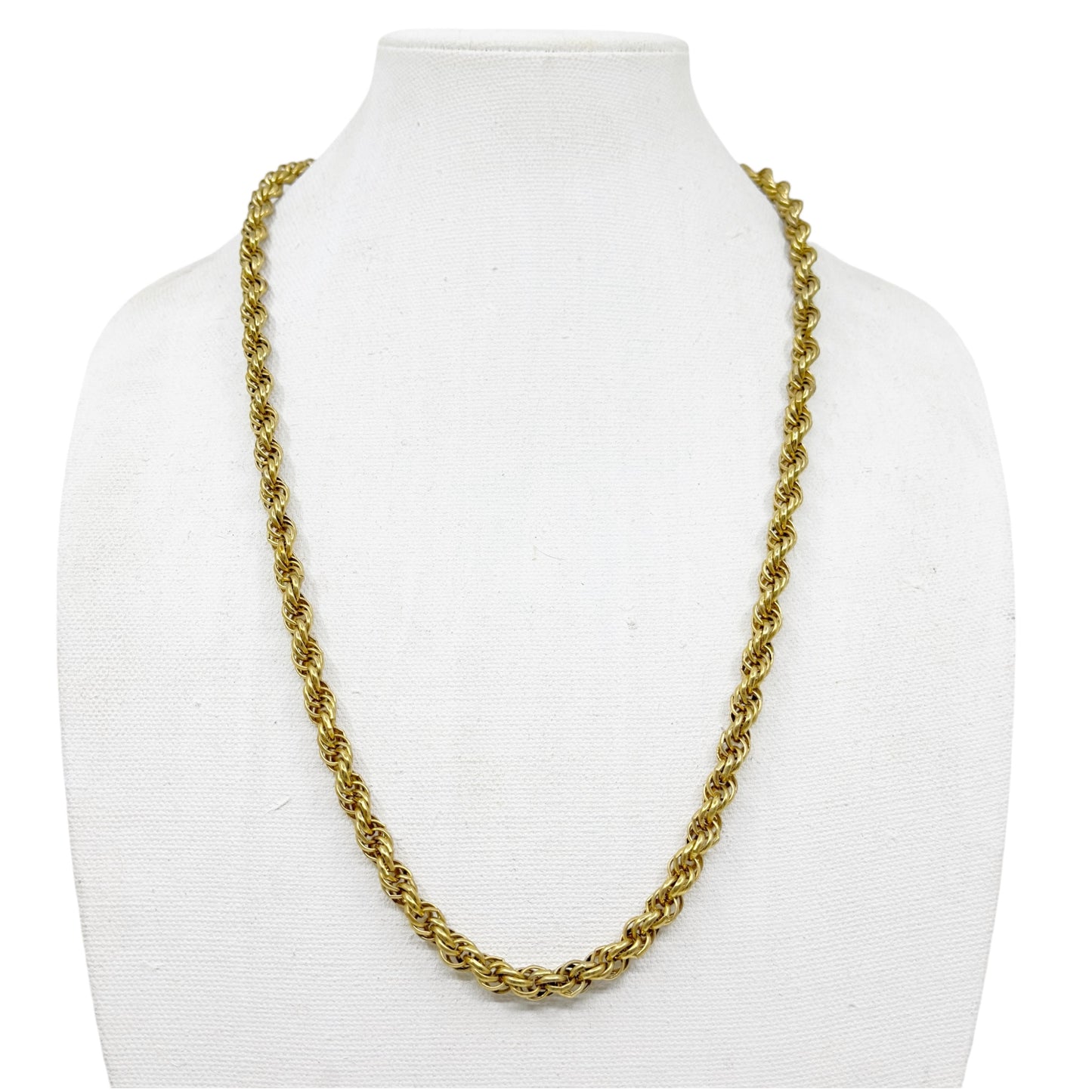Vintage gold tone rope chain necklace GM1587