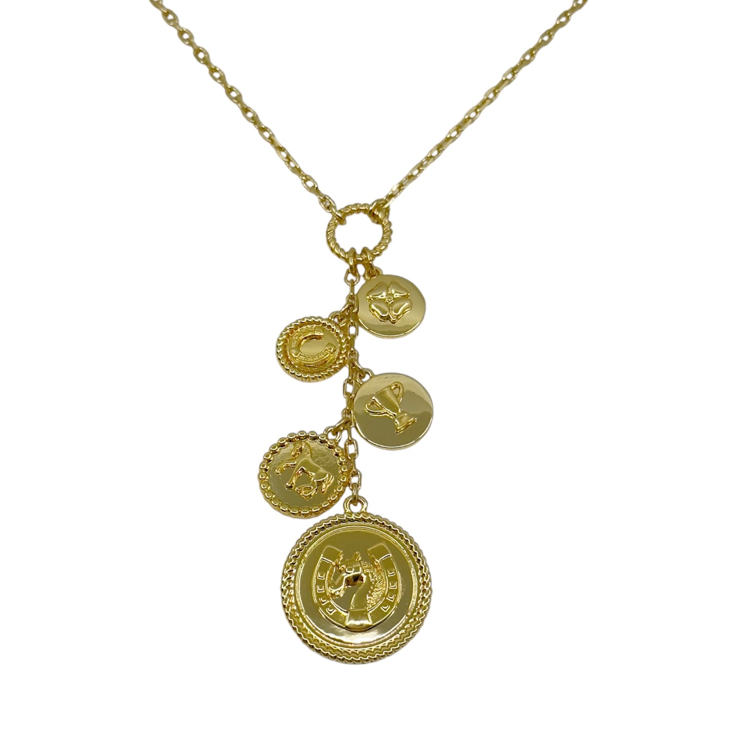 Talbots gold tone chain equestrian charm necklace GM1590
