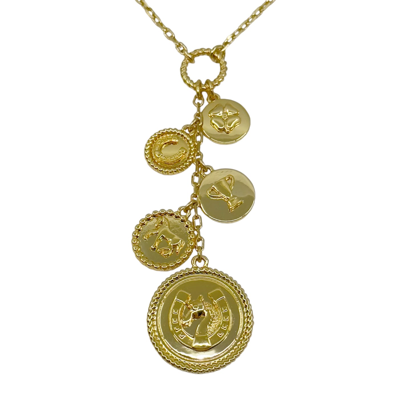 Talbots gold tone chain equestrian charm necklace GM1590