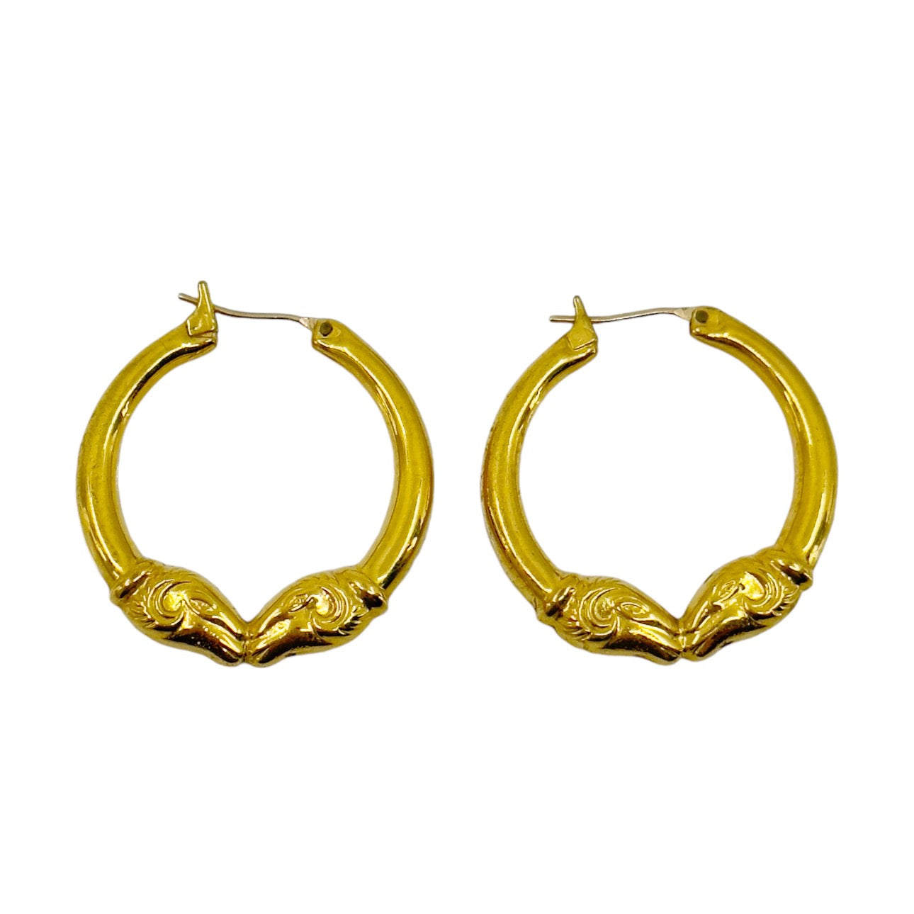 Vintage Monet Gold Tone double ram hoop earrings GM1591