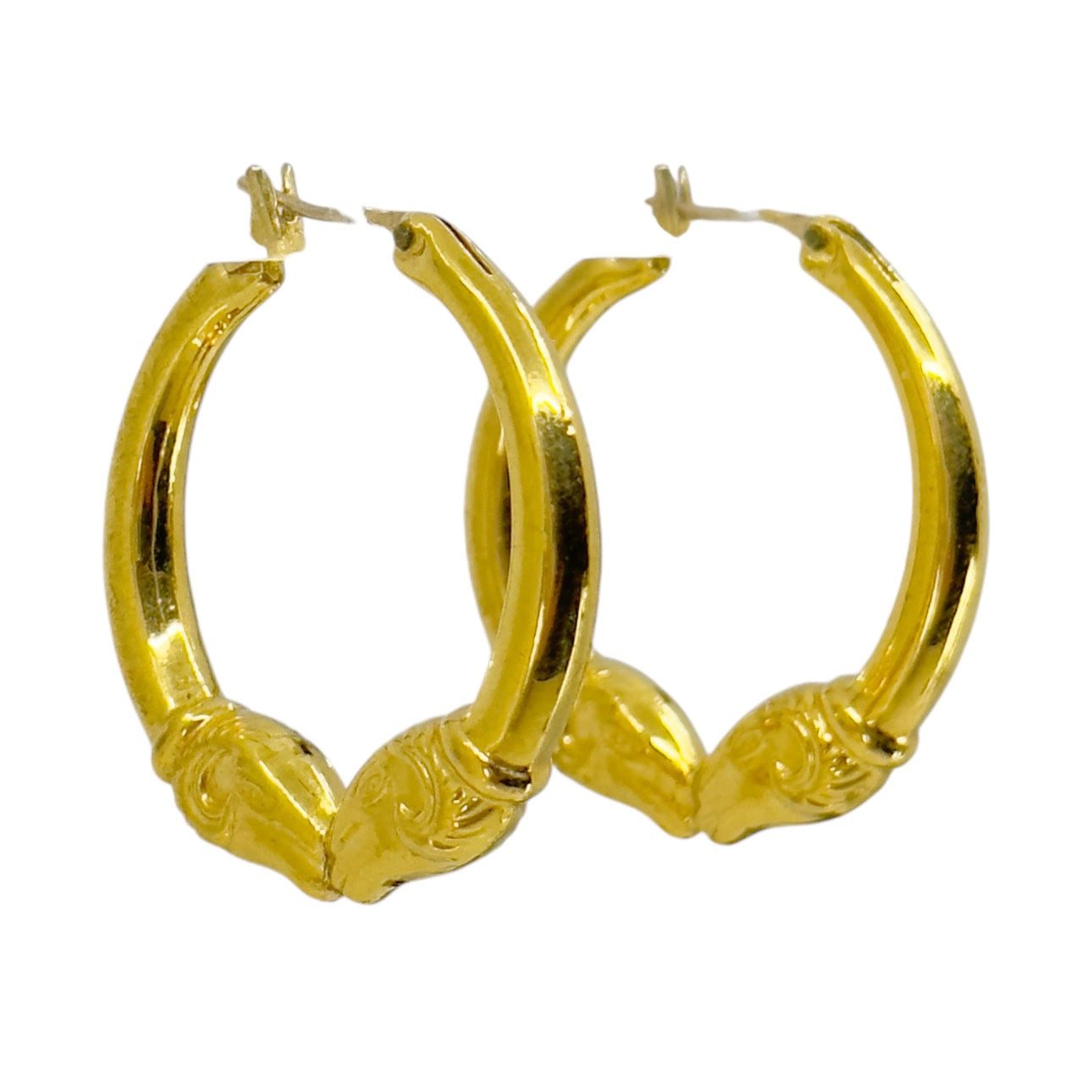 Vintage Monet Gold Tone double ram hoop earrings GM1591