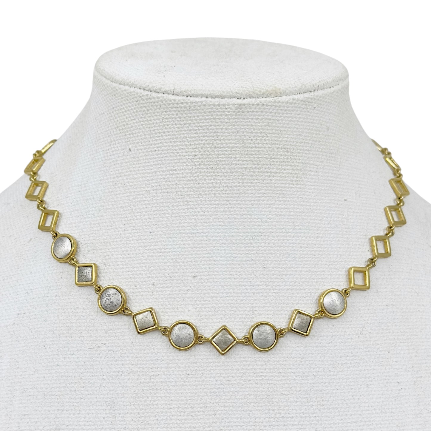 Vintage Gold tone geometric link necklace GM1592