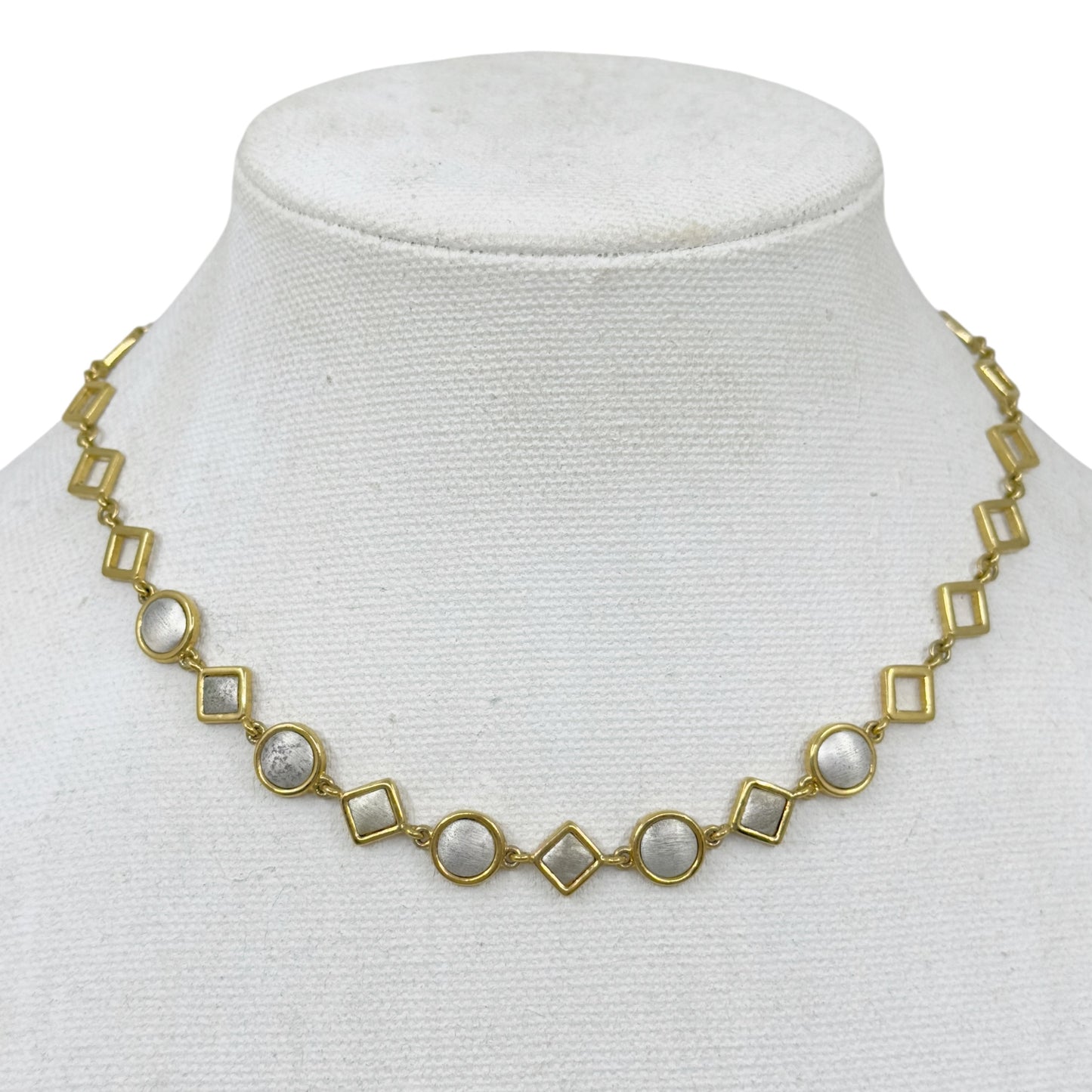 Vintage Gold tone geometric link necklace GM1592