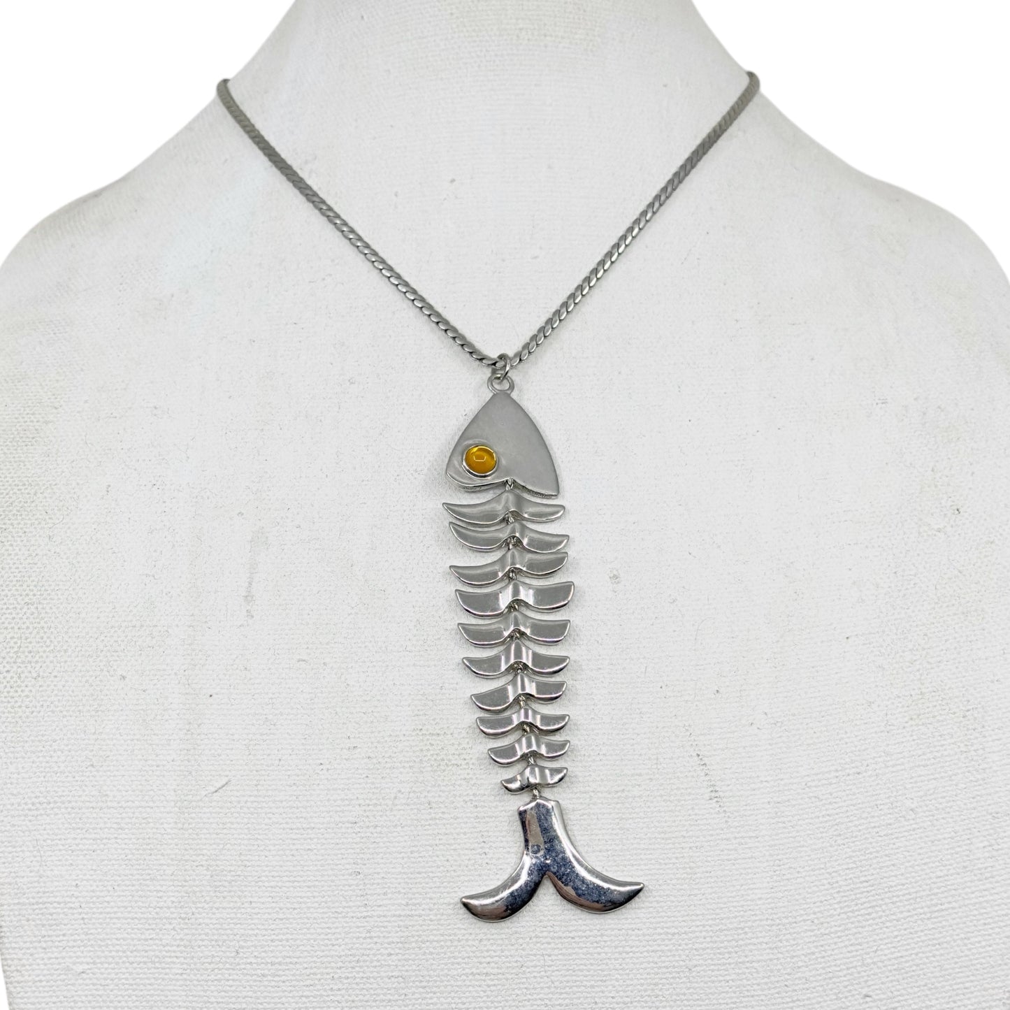 Louis Dell'Olio Silver tone articulated fish pendant necklace GM1594