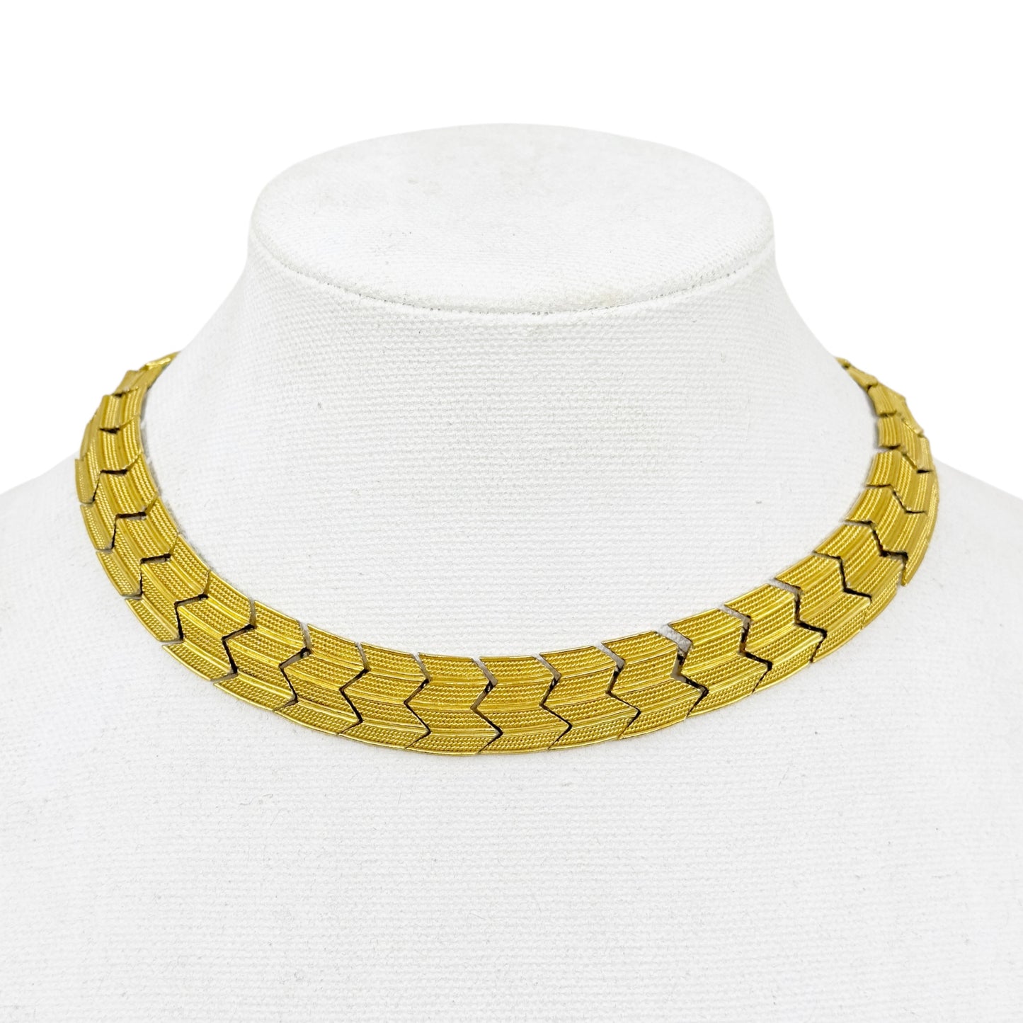 Vintage Napier Gold tone zig zag link necklace GM1598