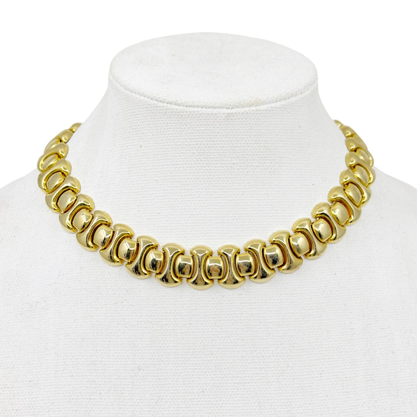 Vintage Gold tone Bones & Spheres link necklace GM1599