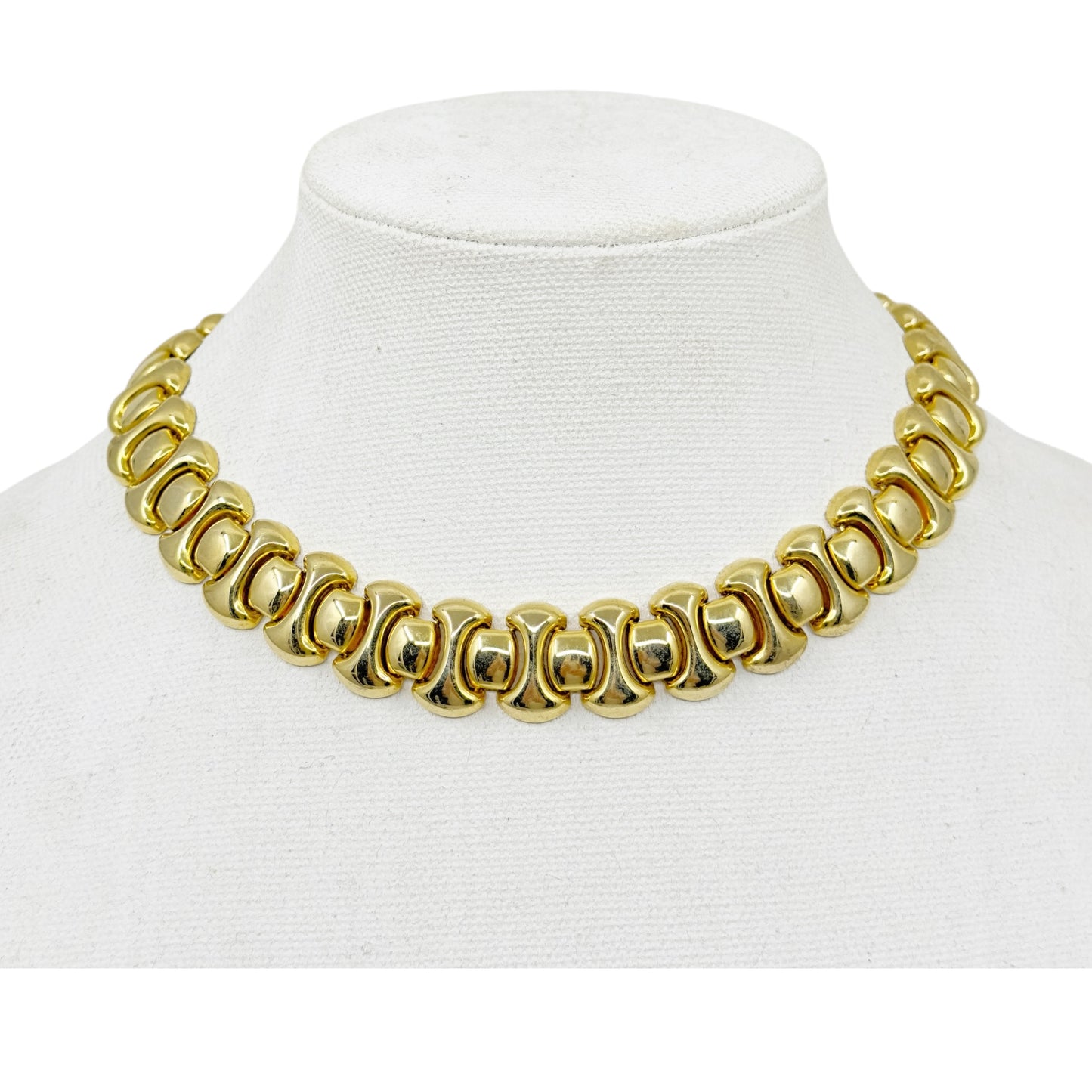 Vintage Gold tone Bones & Spheres link necklace GM1599