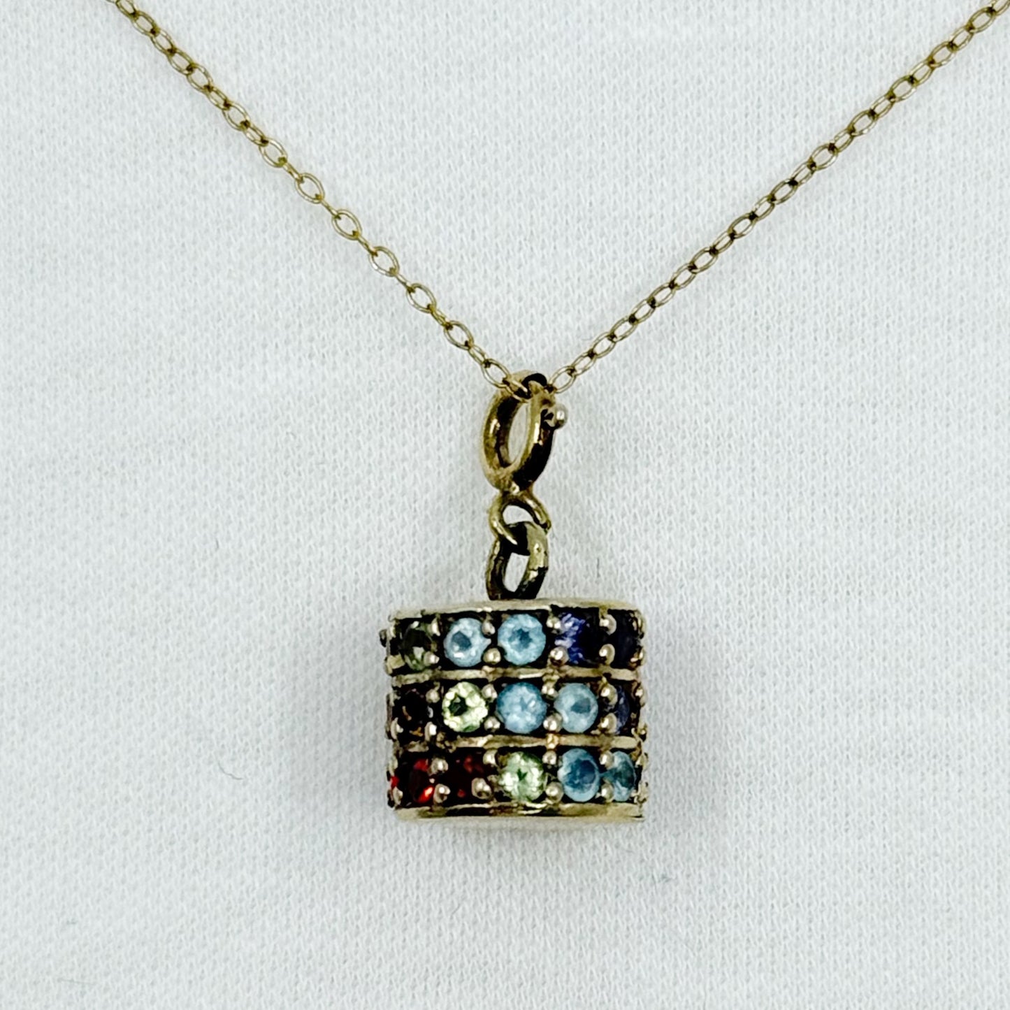 14k gold vermeil sterling silver rainbow cubic zirconia necklace - GM160