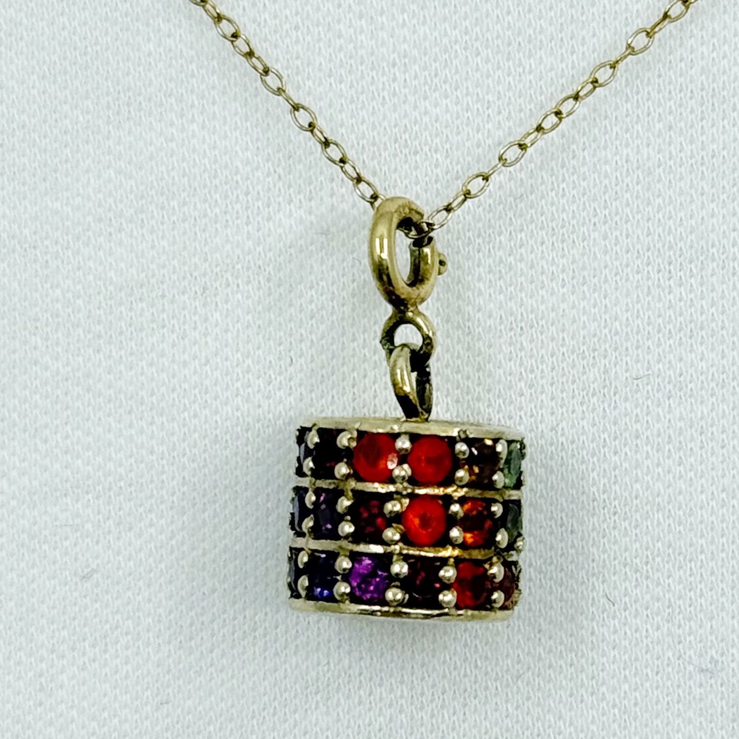 14k gold vermeil sterling silver rainbow cubic zirconia necklace - GM160