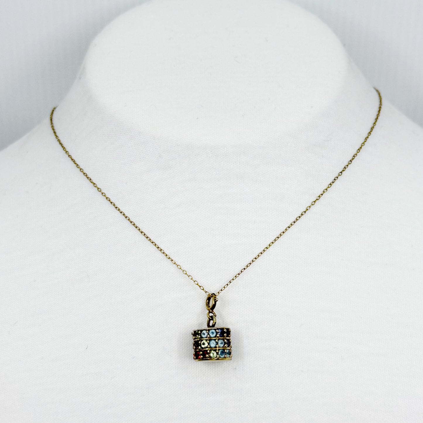 14k gold vermeil sterling silver rainbow cubic zirconia necklace - GM160